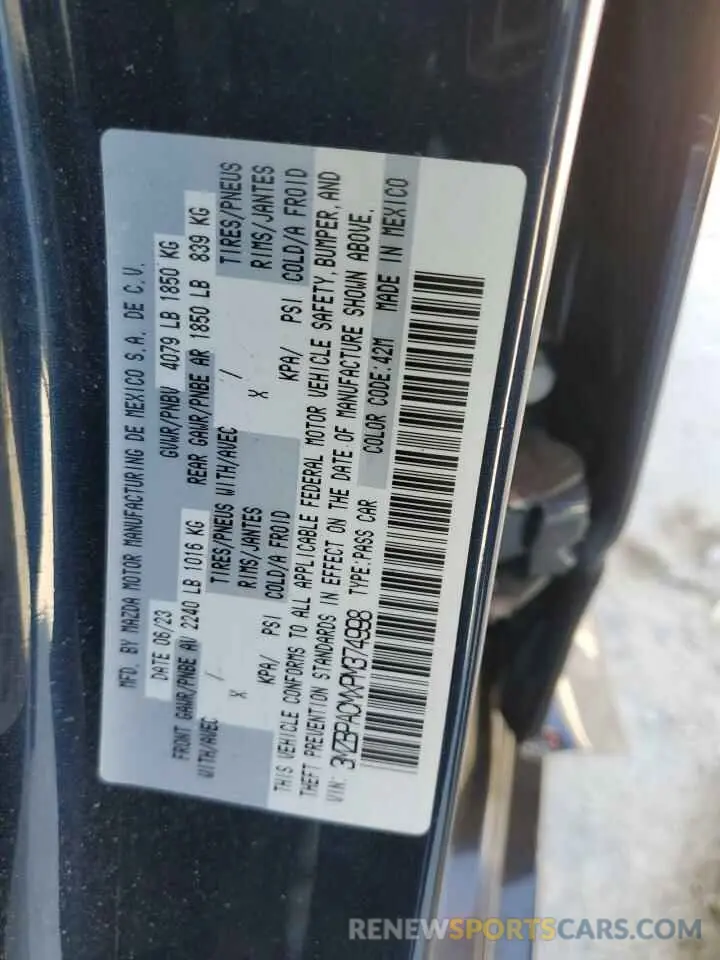 14 Photograph of a damaged car 3MZBPACMXPM374998 MAZDA 3 2023