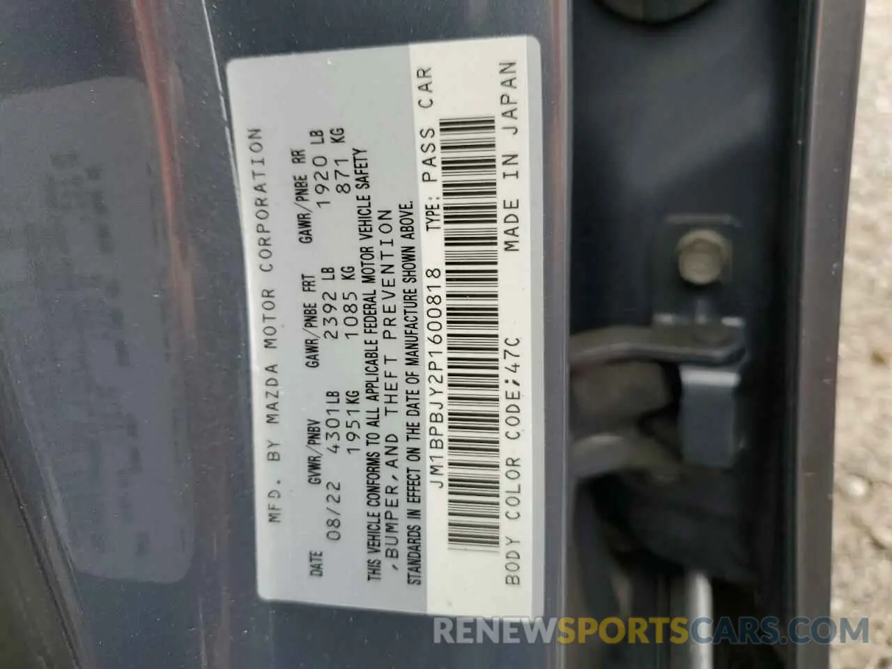 12 Photograph of a damaged car JM1BPBJY2P1600818 MAZDA 3 2023
