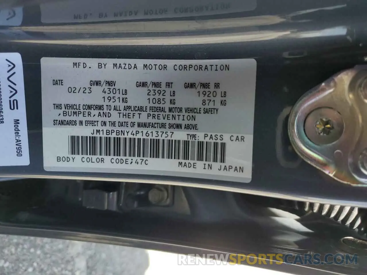12 Photograph of a damaged car JM1BPBNY4P1613757 MAZDA 3 2023