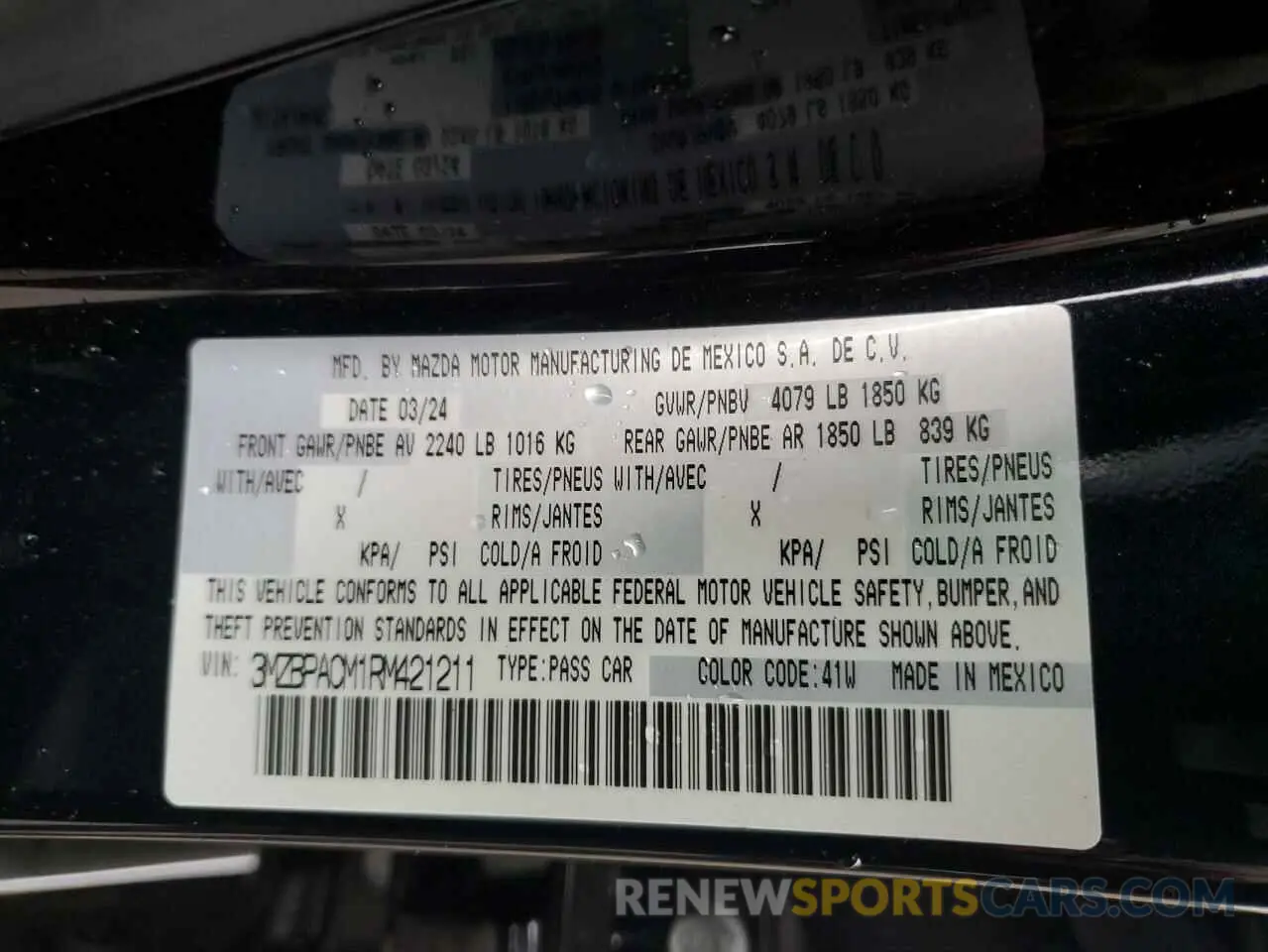 13 Photograph of a damaged car 3MZBPACM1RM421211 MAZDA 3 2024