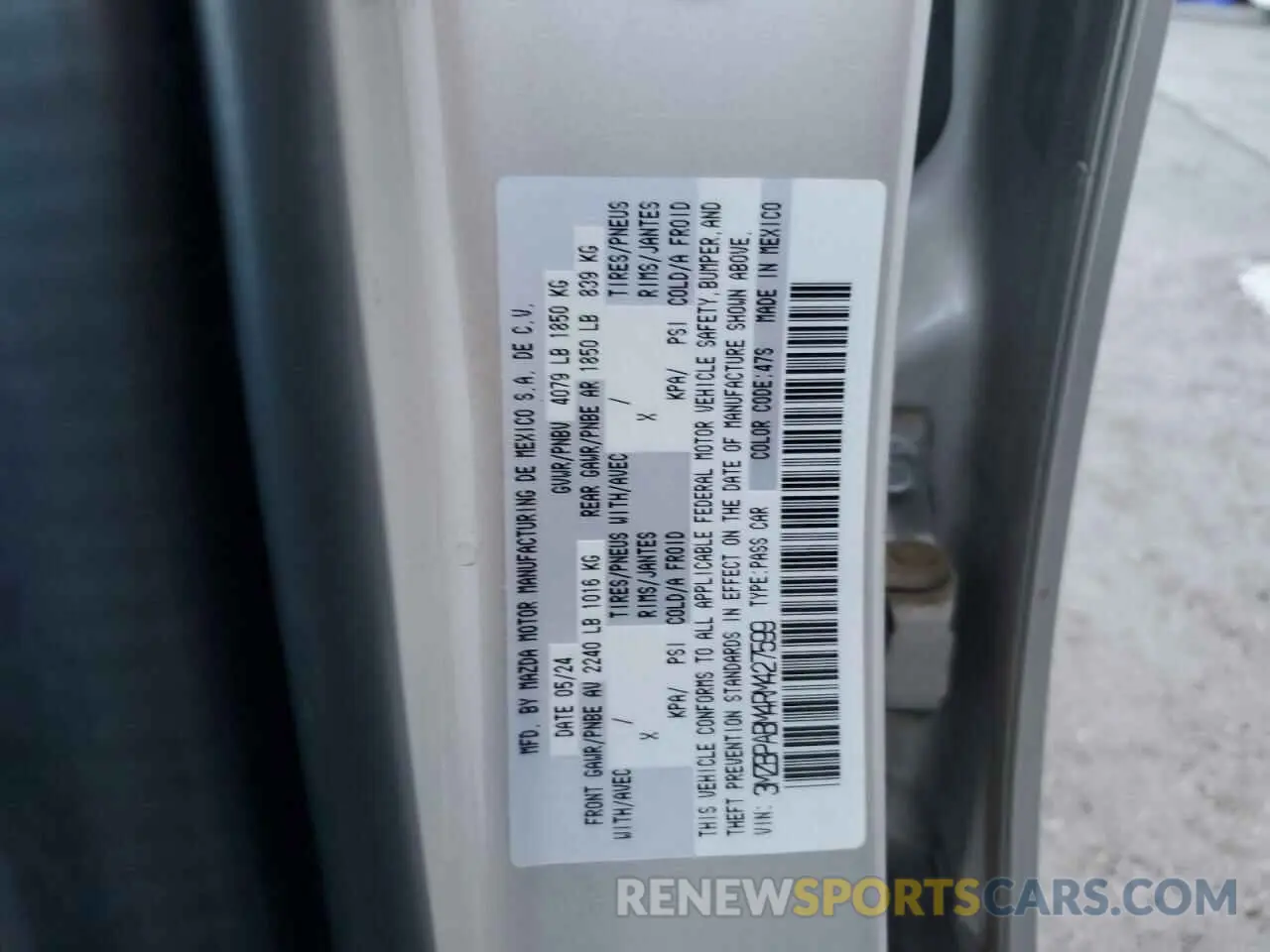 12 Photograph of a damaged car 3MZBPABM4RM427599 MAZDA 3 SELECT S 2024