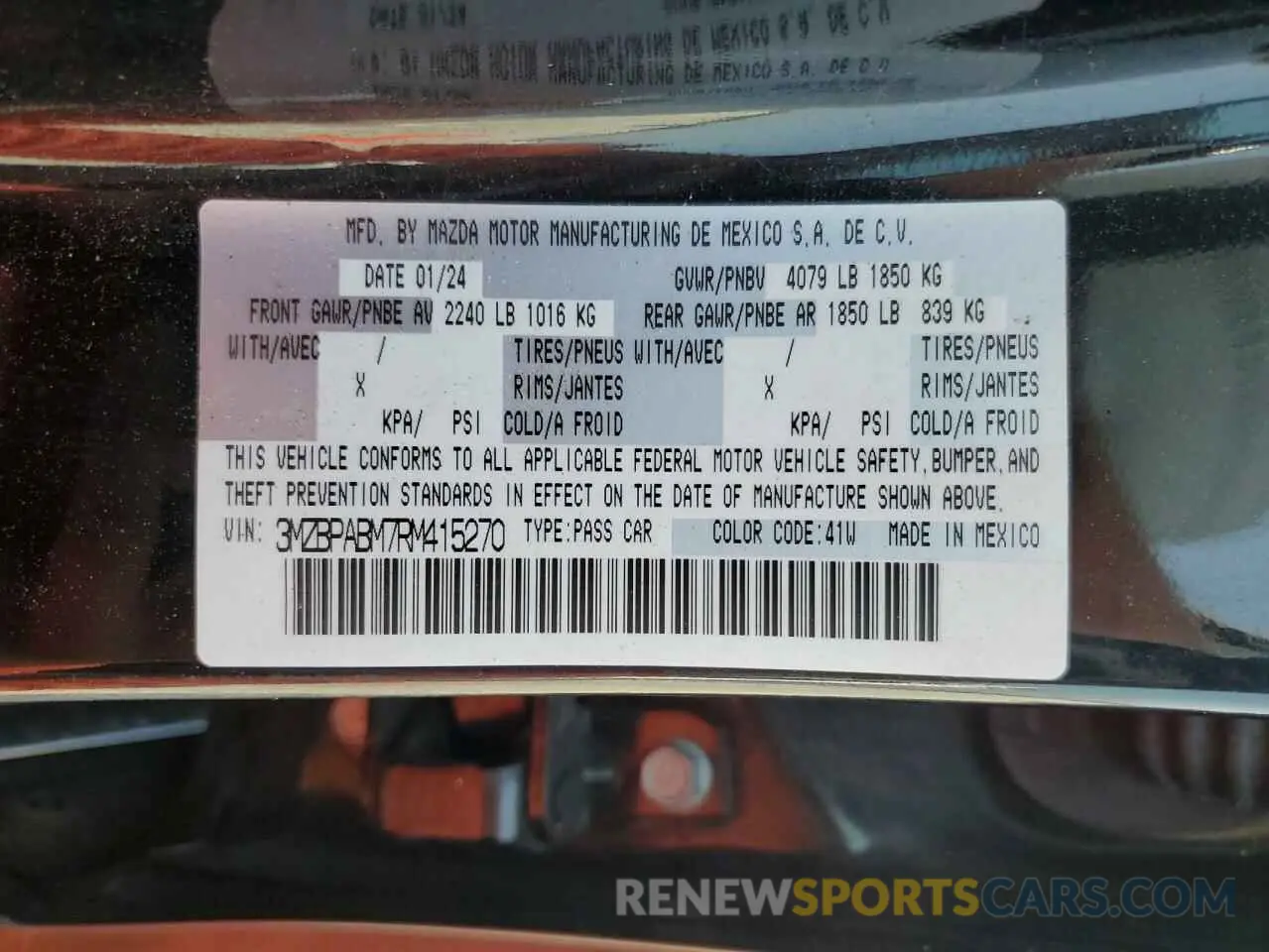 12 Photograph of a damaged car 3MZBPABM7RM415270 MAZDA 3 SELECT S 2024