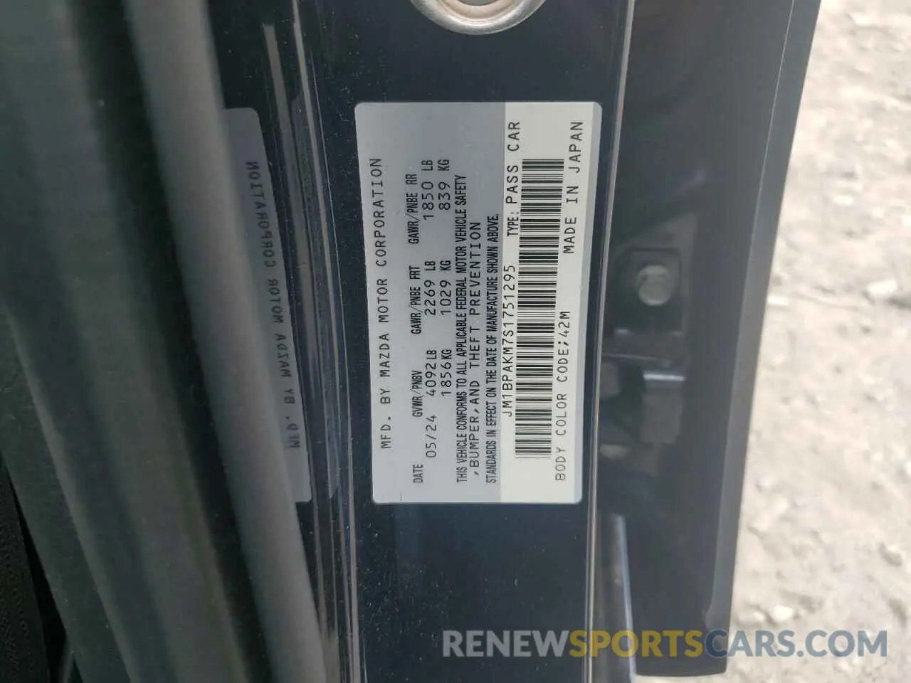 14 Photograph of a damaged car JM1BPAKM7S1751295 MAZDA 3 SELECT S 2025