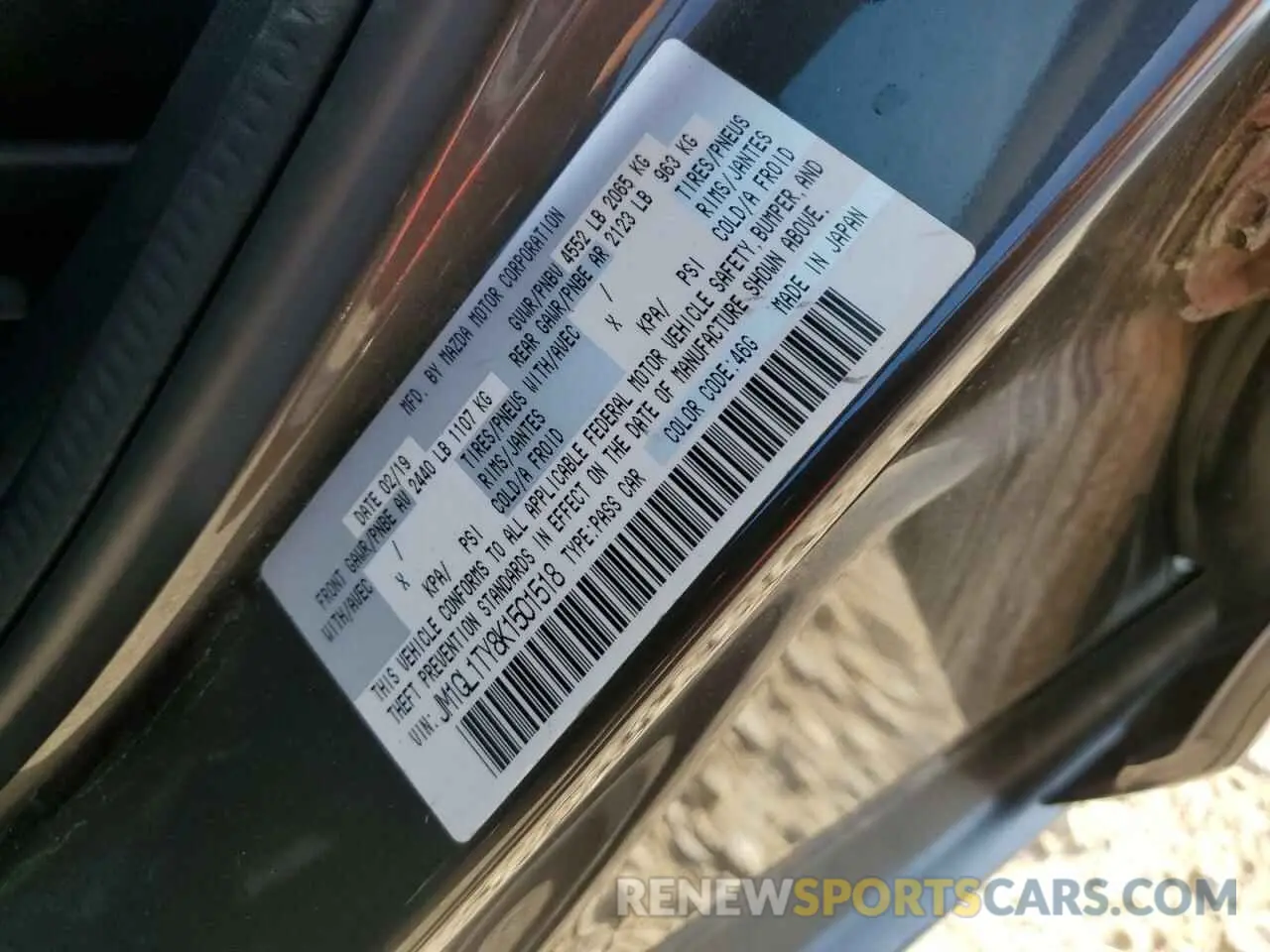 12 Photograph of a damaged car JM1GL1TY8K1501518 MAZDA 6 2019