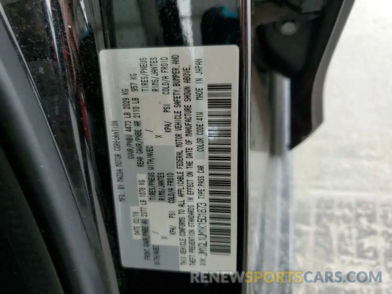 12 Photograph of a damaged car JM1GL1UM1K1501873 MAZDA 6 2019