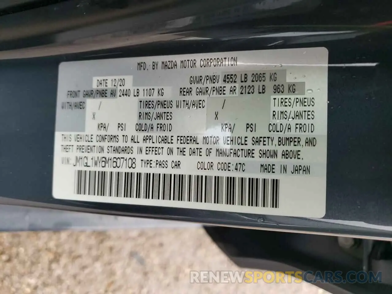 13 Photograph of a damaged car JM1GL1WY6M1607108 MAZDA 6 2021