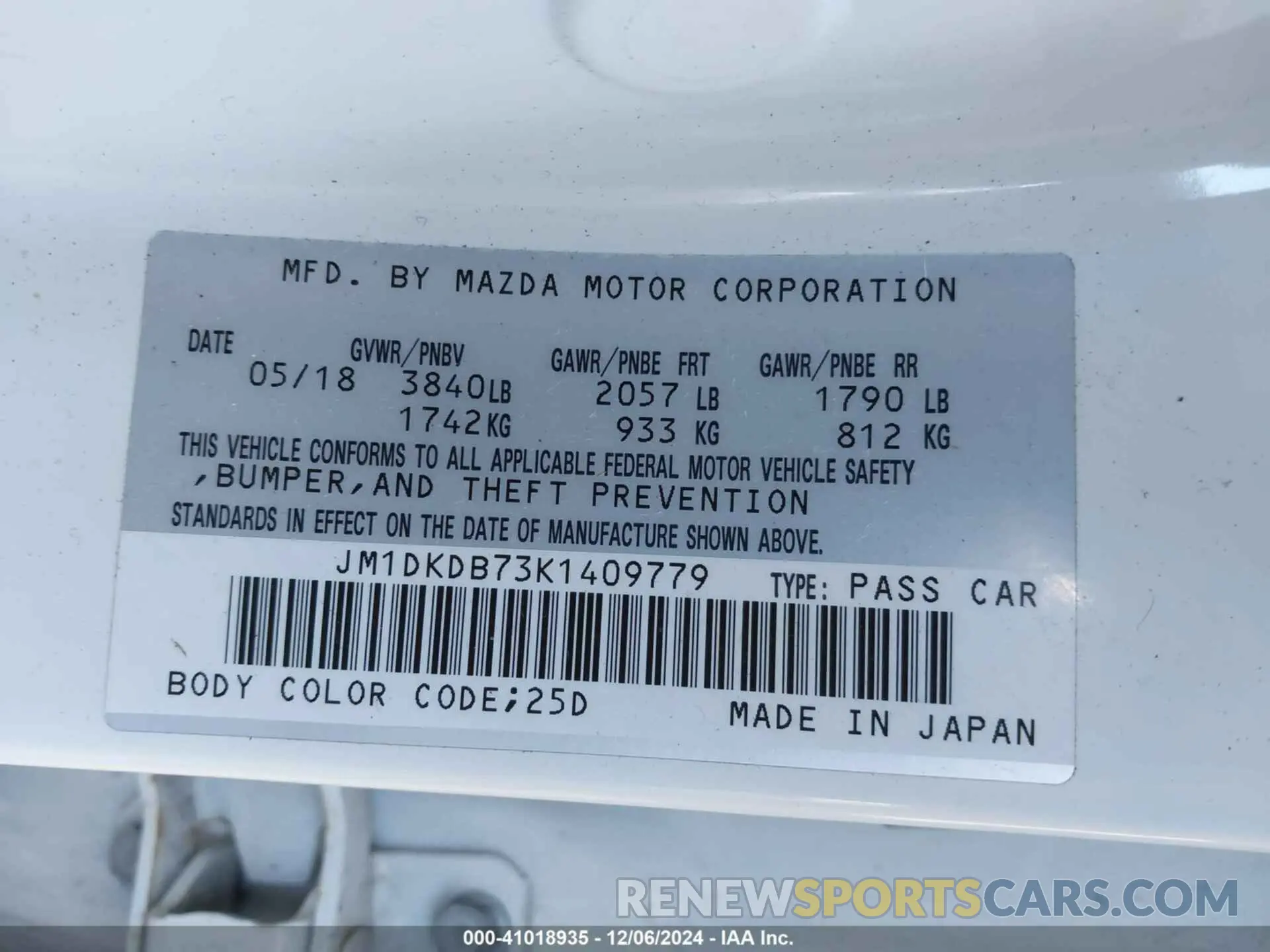 9 Photograph of a damaged car JM1DKDB73K1409779 MAZDA CX-3 2019