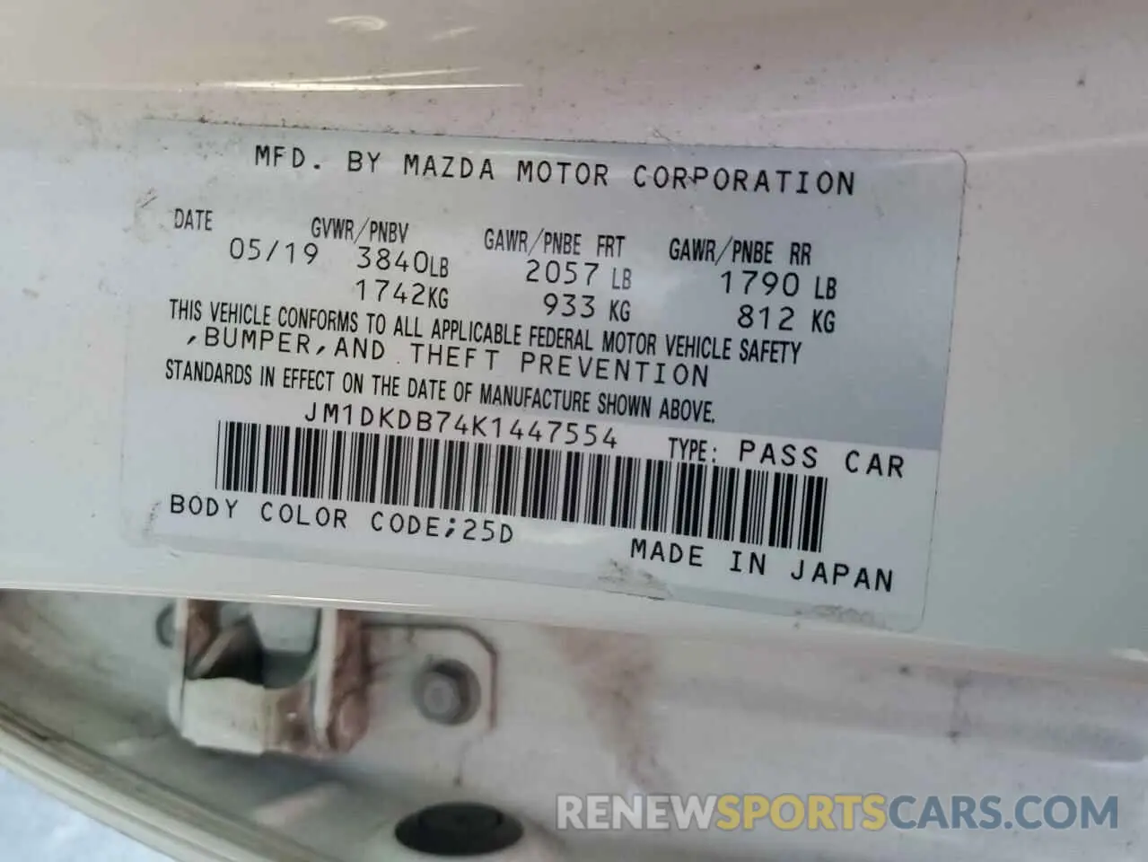 14 Photograph of a damaged car JM1DKDB74K1447554 MAZDA CX-3 2019