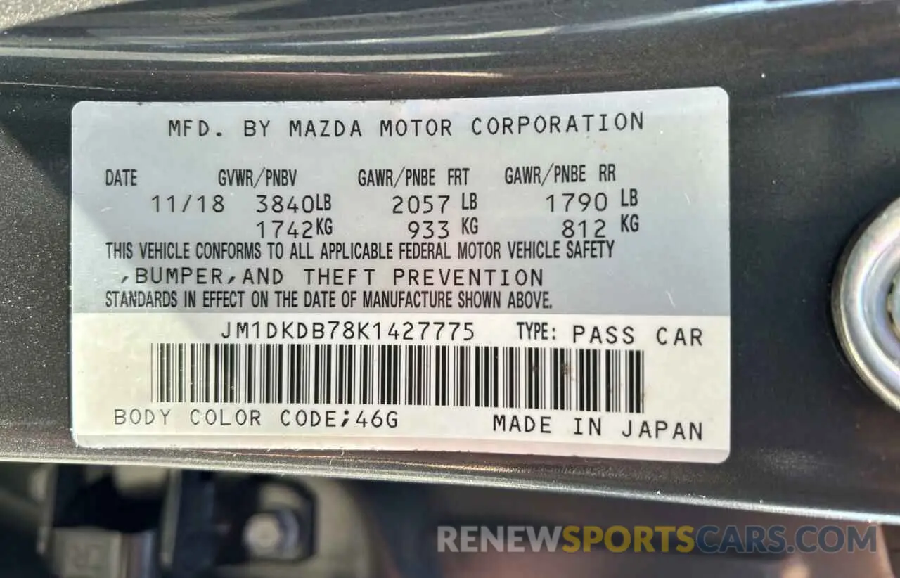 10 Photograph of a damaged car JM1DKDB78K1427775 MAZDA CX-3 2019