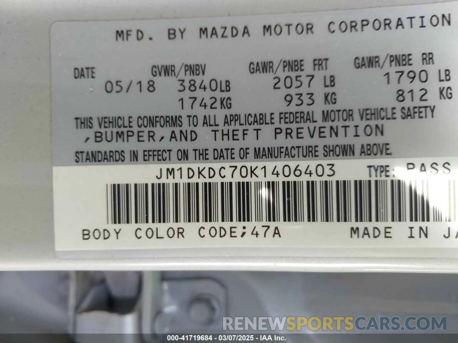 9 Photograph of a damaged car JM1DKDC70K1406403 MAZDA CX-3 2019