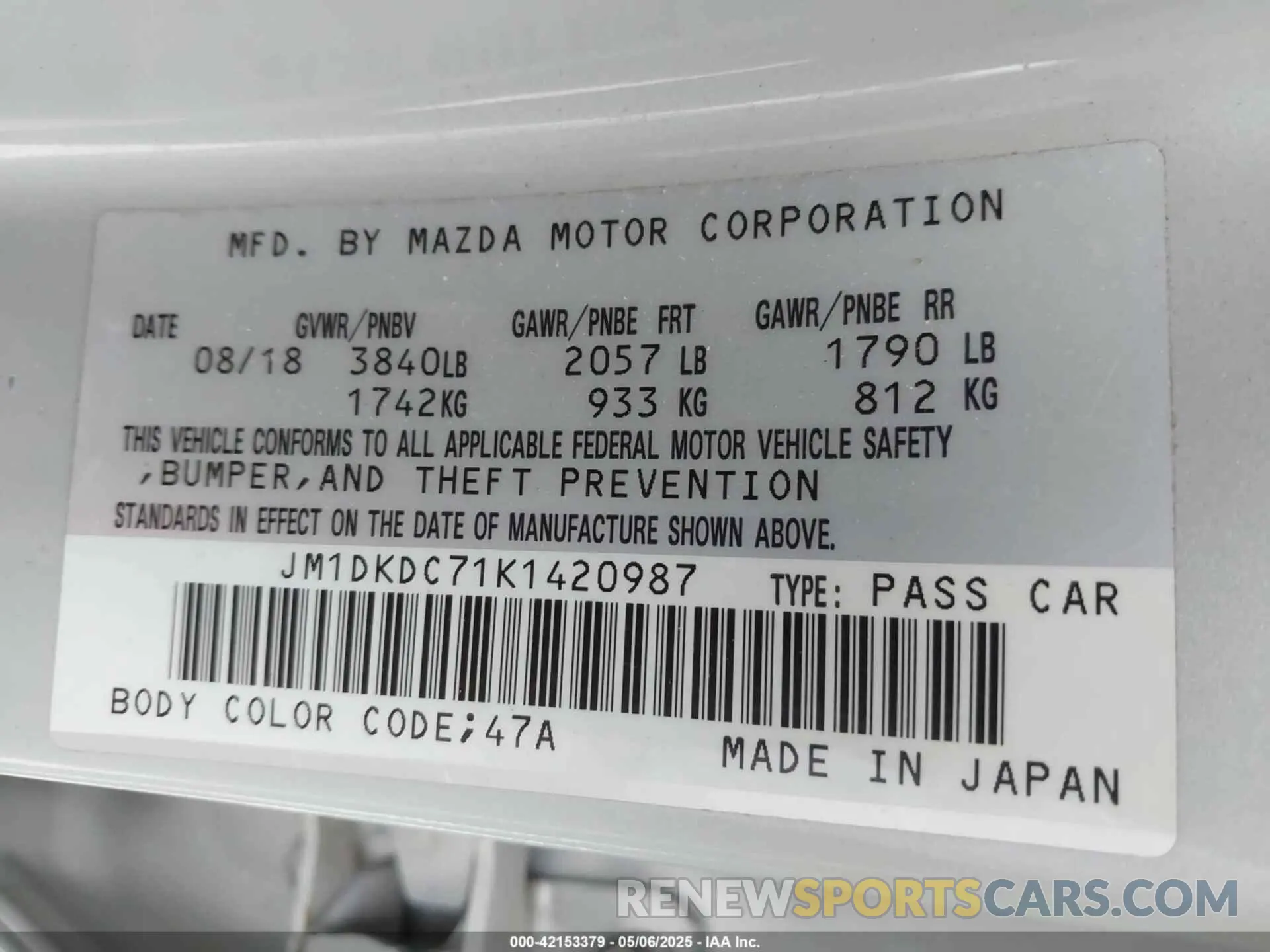 9 Photograph of a damaged car JM1DKDC71K1420987 MAZDA CX-3 2019