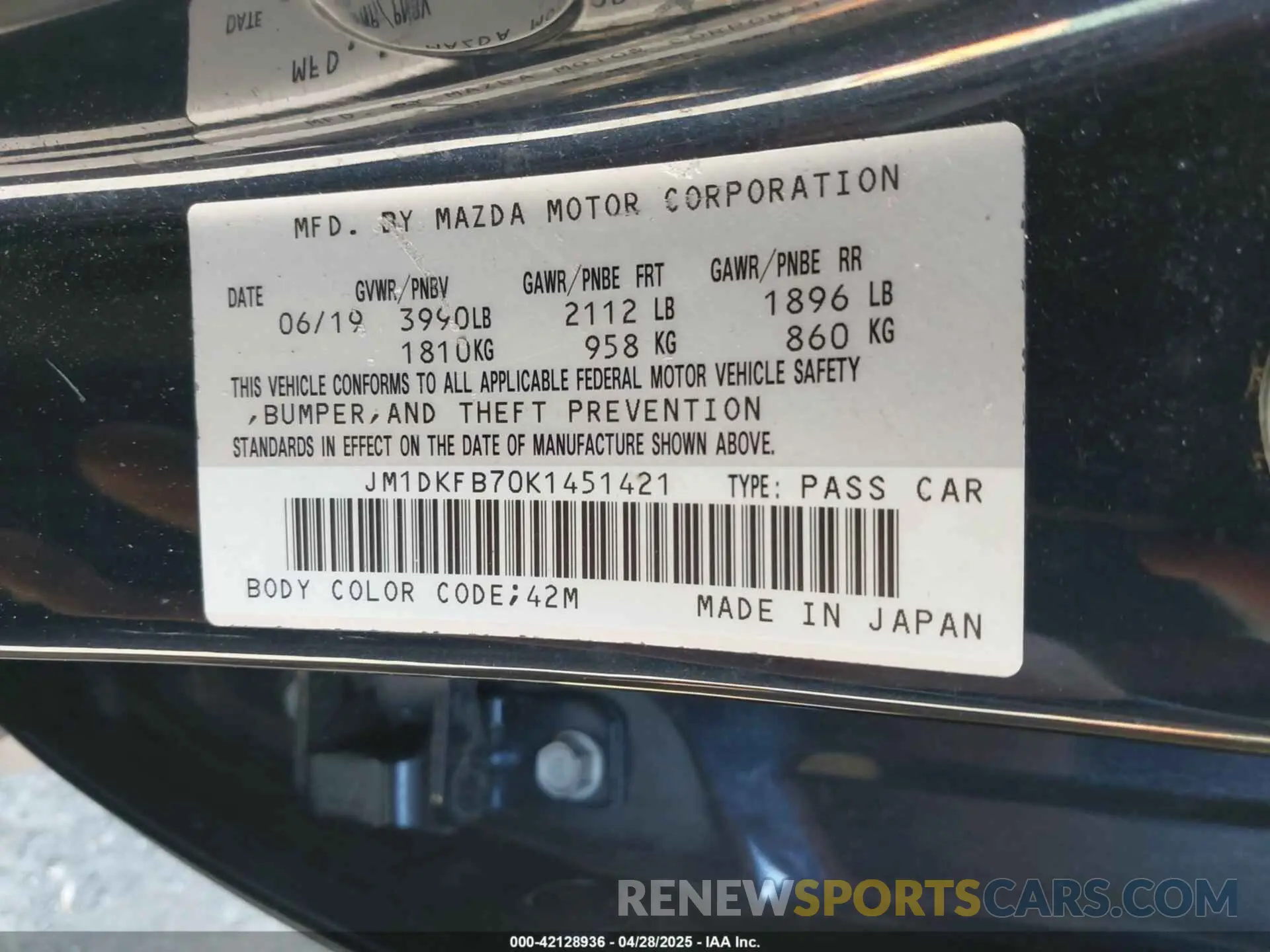 9 Photograph of a damaged car JM1DKFB70K1451421 MAZDA CX-3 2019