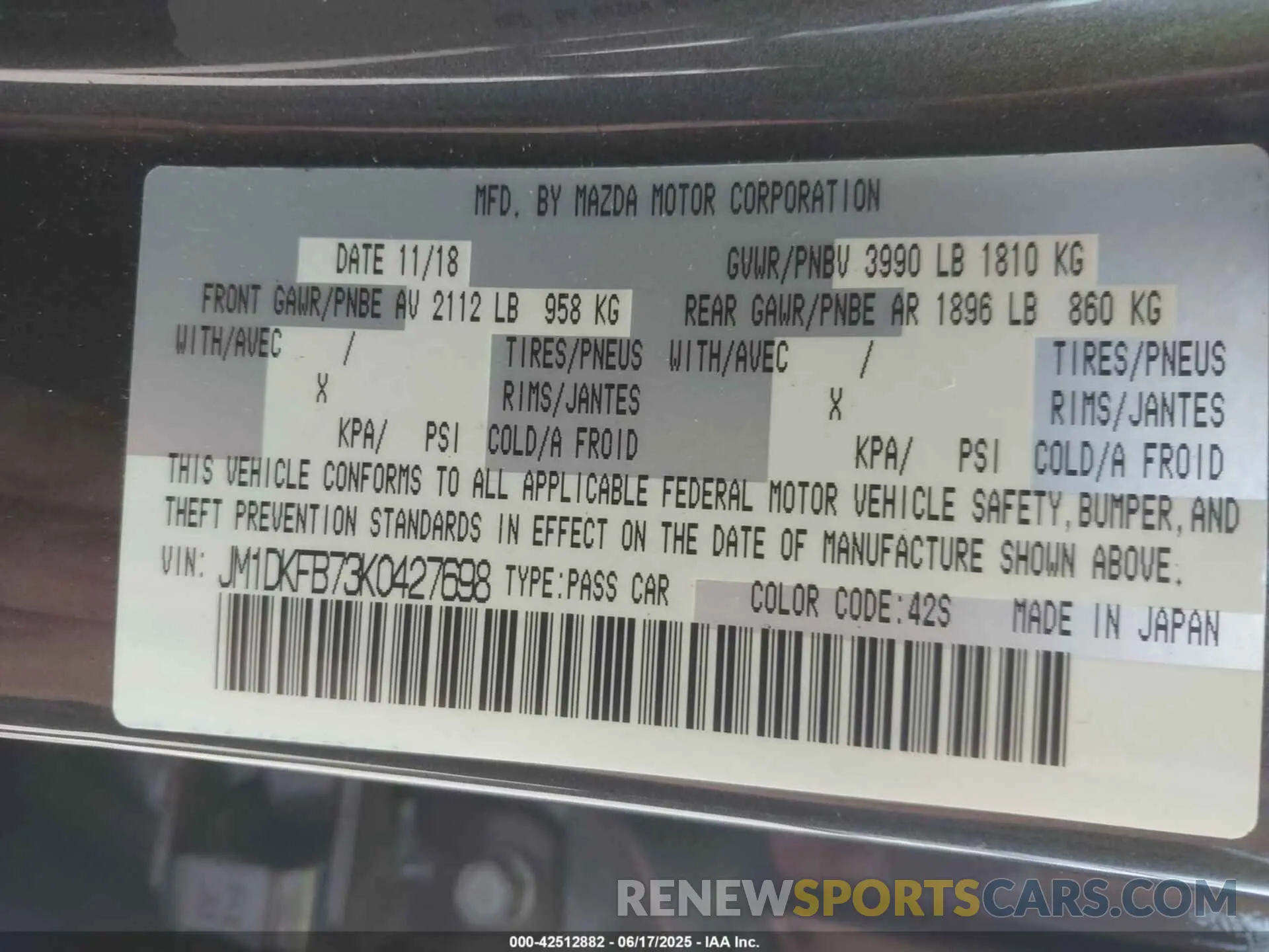 9 Photograph of a damaged car JM1DKFB73K0427698 MAZDA CX-3 2019