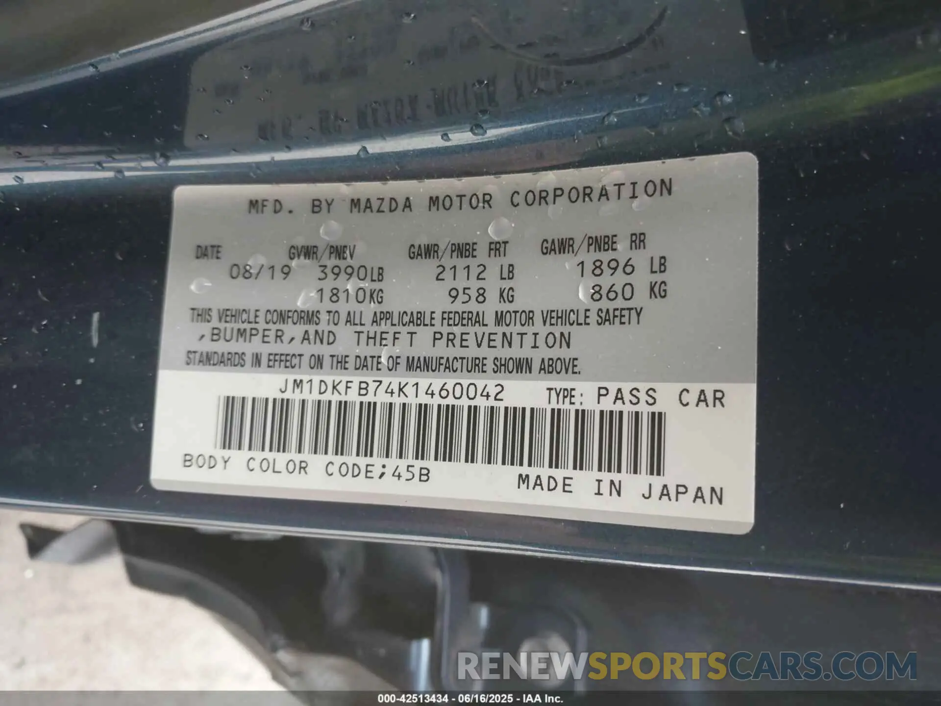 9 Photograph of a damaged car JM1DKFB74K1460042 MAZDA CX-3 2019