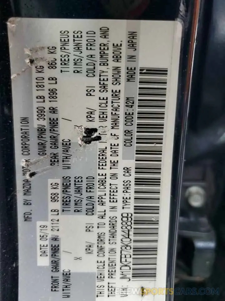 12 Photograph of a damaged car JM1DKFB78K0448899 MAZDA CX-3 2019