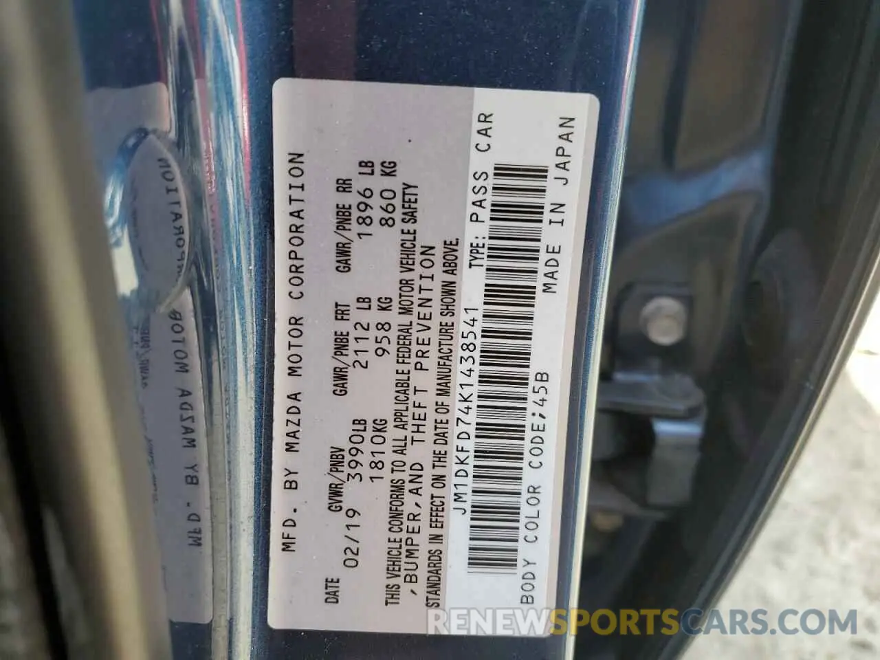 13 Photograph of a damaged car JM1DKFD74K1438541 MAZDA CX-3 2019