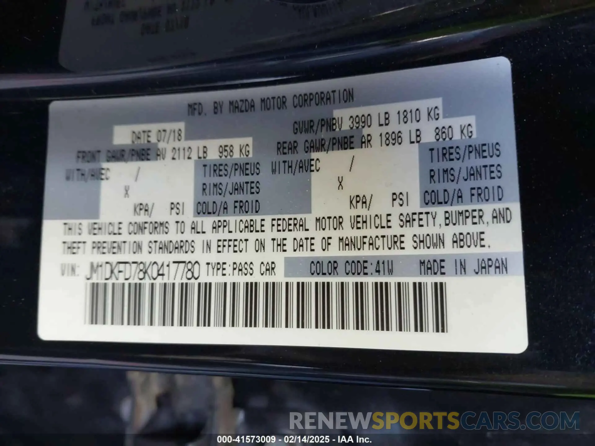 9 Photograph of a damaged car JM1DKFD78K0417780 MAZDA CX-3 2019