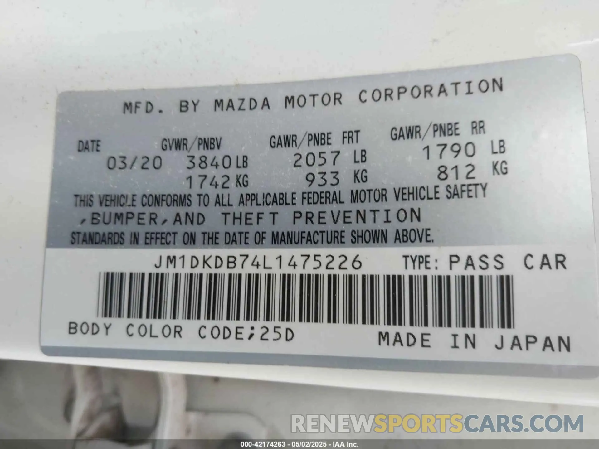 9 Photograph of a damaged car JM1DKDB74L1475226 MAZDA CX-3 2020