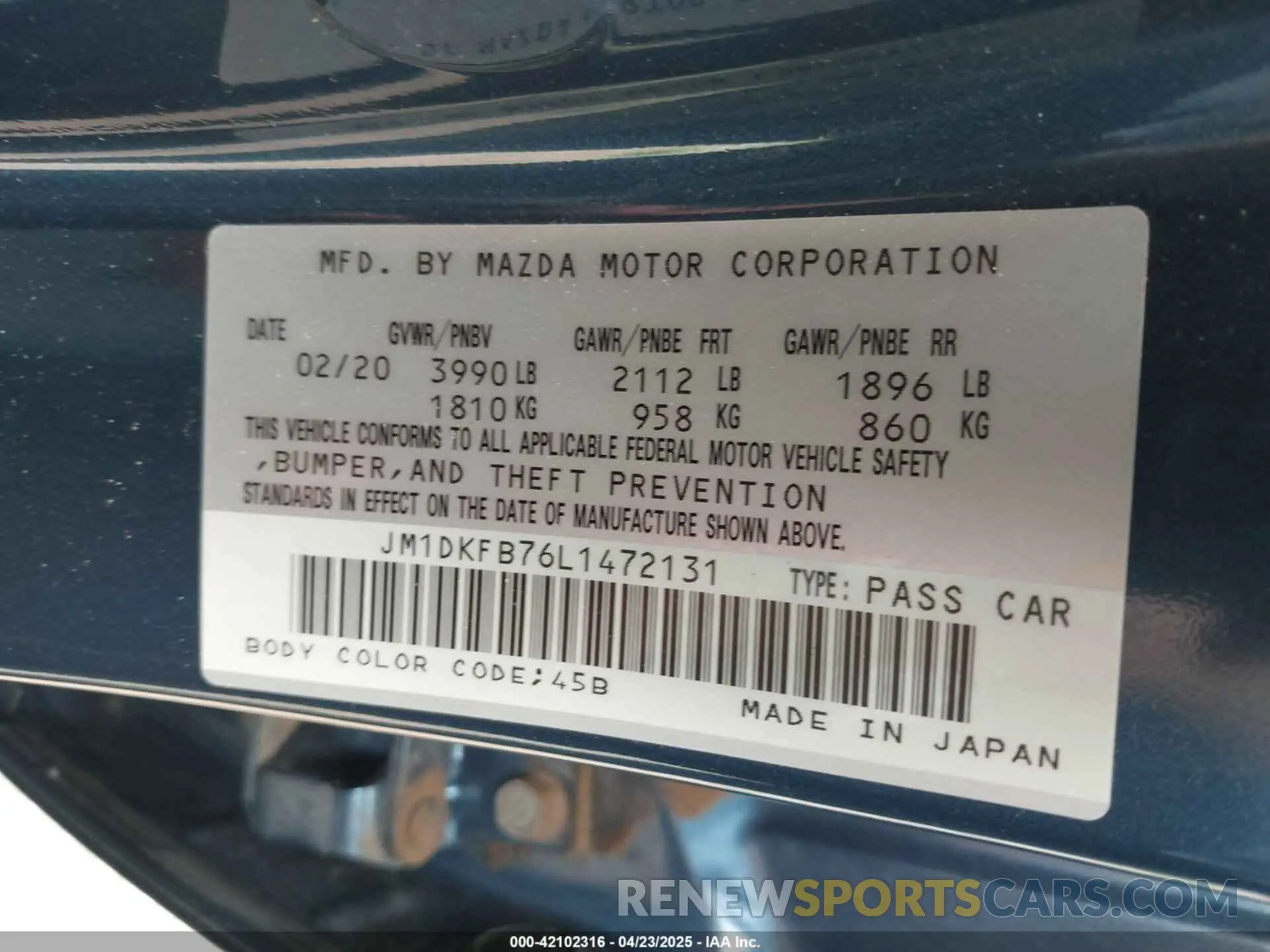 9 Photograph of a damaged car JM1DKFB76L1472131 MAZDA CX-3 2020