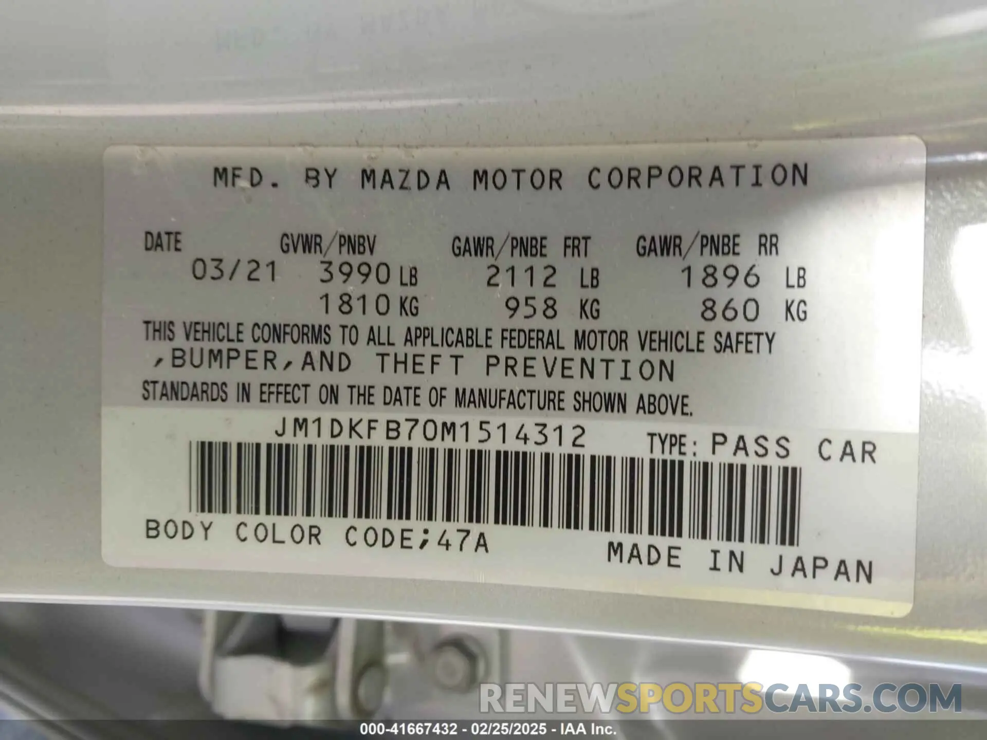 9 Photograph of a damaged car JM1DKFB70M1514312 MAZDA CX-3 2021