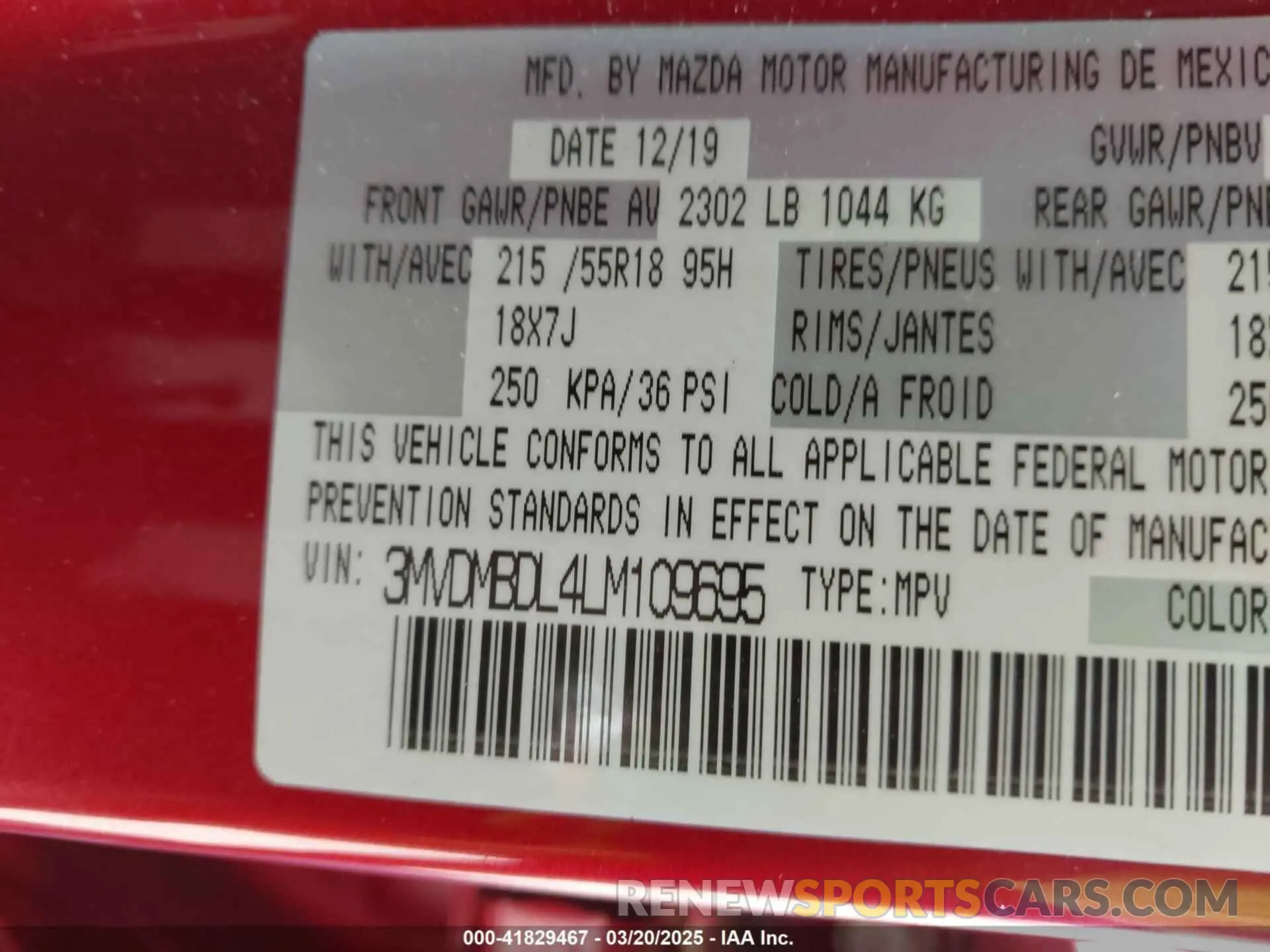 9 Photograph of a damaged car 3MVDMBDL4LM109695 MAZDA CX-30 2020