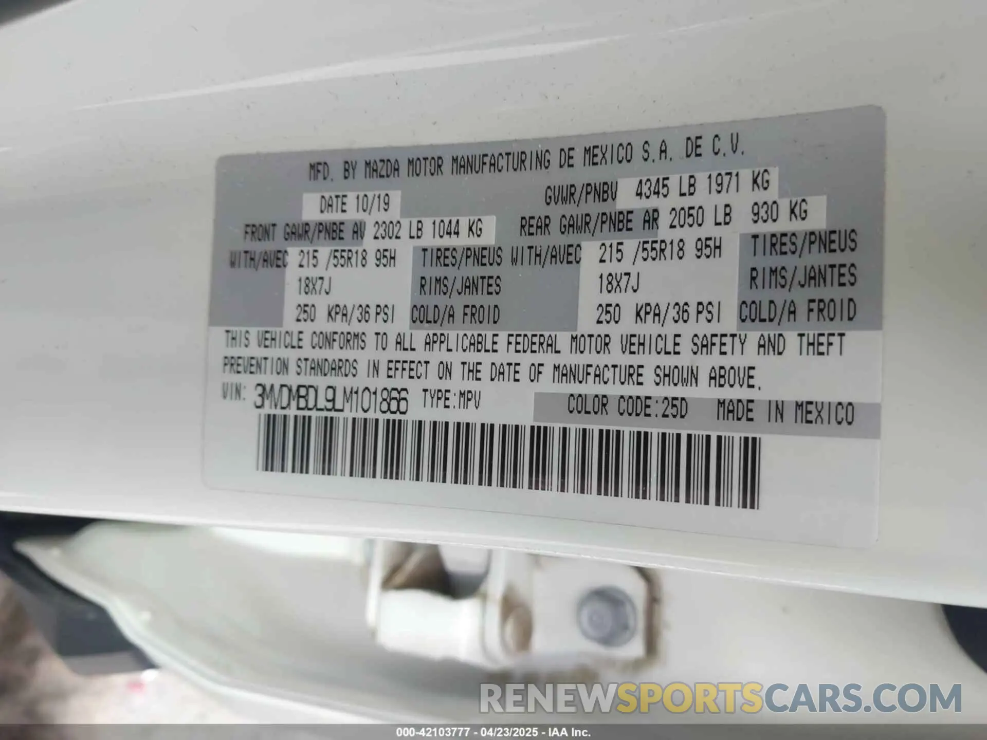 9 Photograph of a damaged car 3MVDMBDL9LM101866 MAZDA CX-30 2020