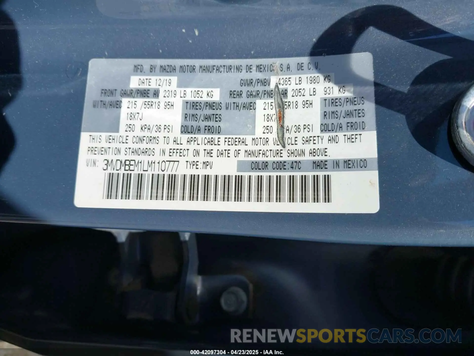 9 Photograph of a damaged car 3MVDMBEM1LM110777 MAZDA CX-30 2020