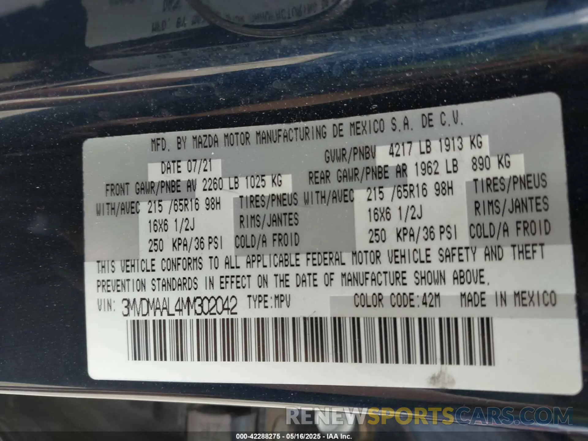 9 Photograph of a damaged car 3MVDMAAL4MM302042 MAZDA CX-30 2021