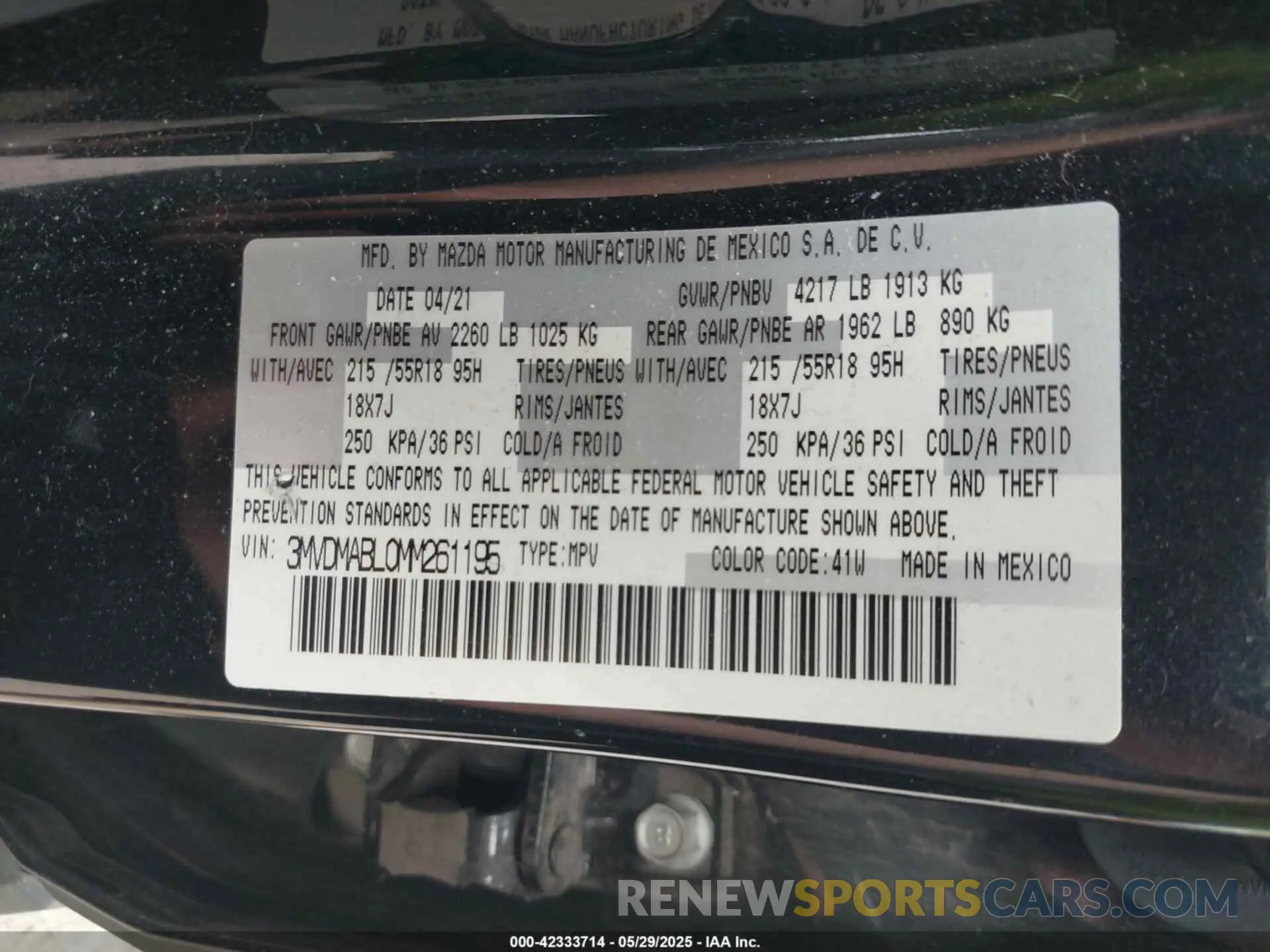 9 Photograph of a damaged car 3MVDMABL0MM261195 MAZDA CX-30 2021