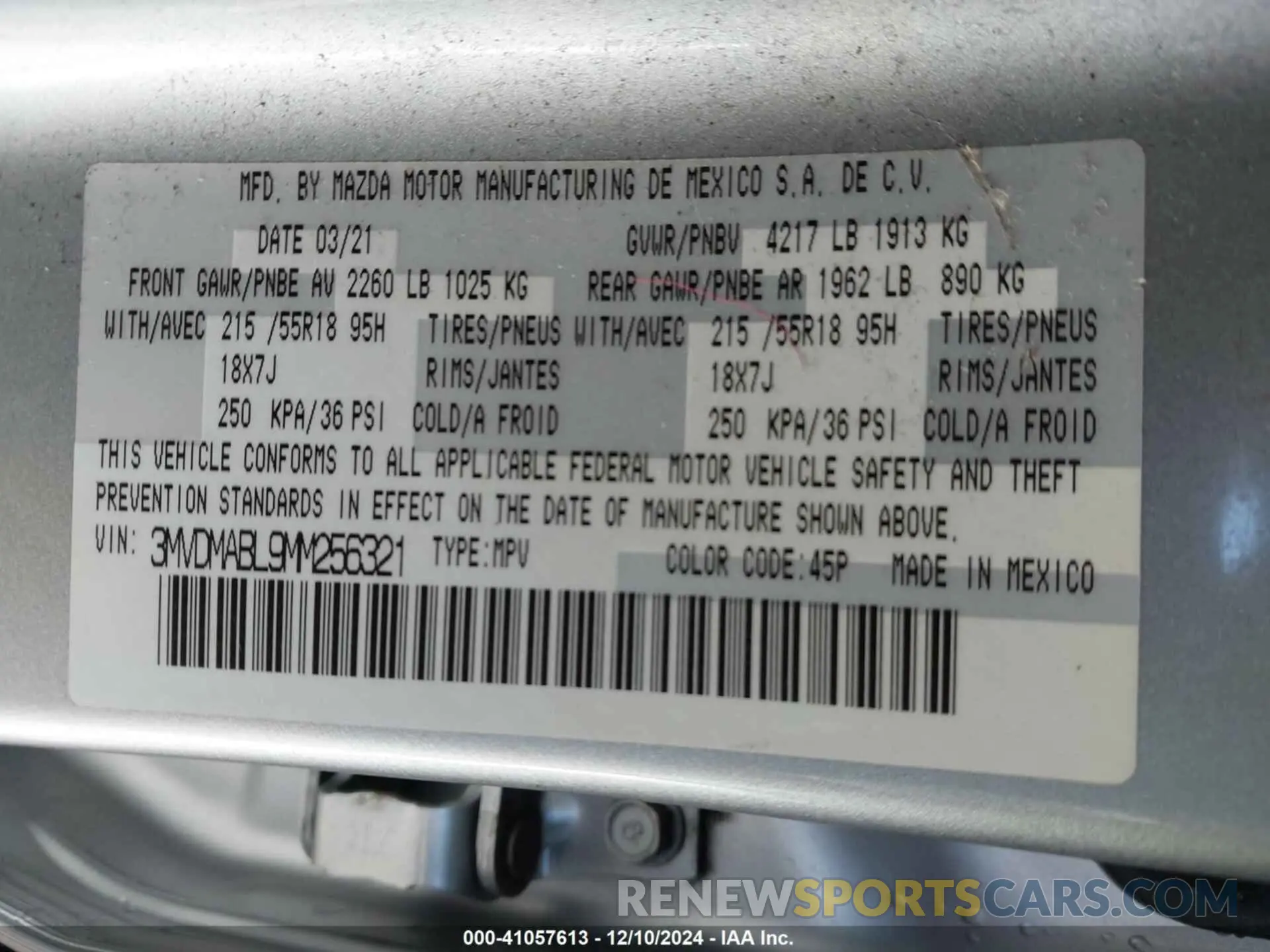 9 Photograph of a damaged car 3MVDMABL9MM256321 MAZDA CX-30 2021