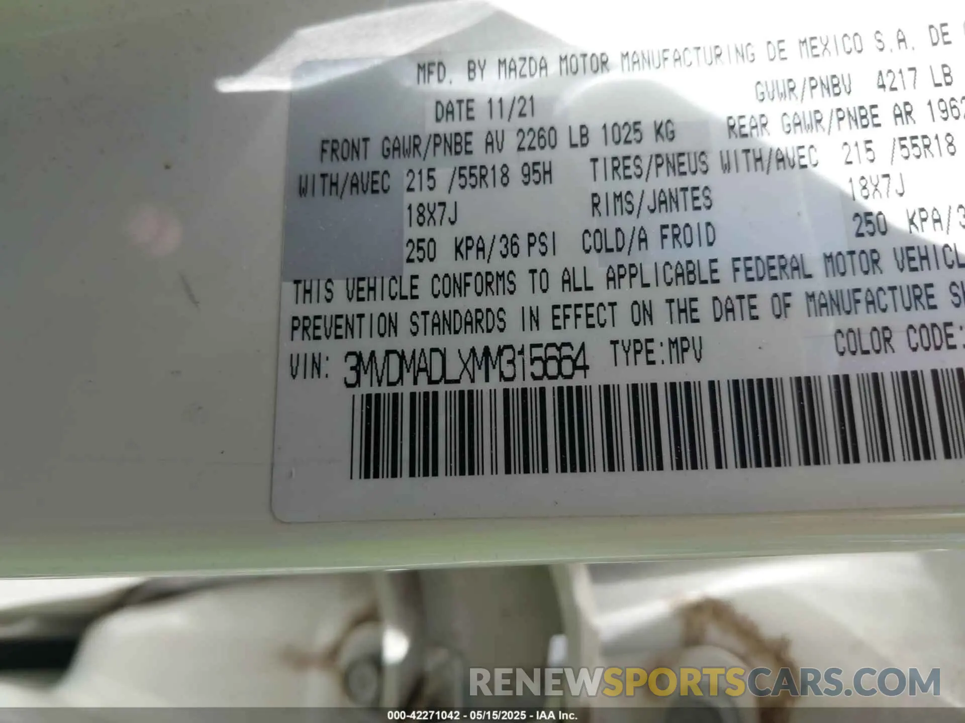 9 Photograph of a damaged car 3MVDMADLXMM315664 MAZDA CX-30 2021