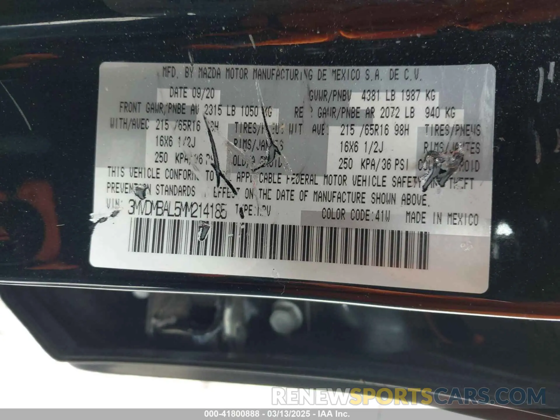 9 Photograph of a damaged car 3MVDMBAL5MM214185 MAZDA CX-30 2021