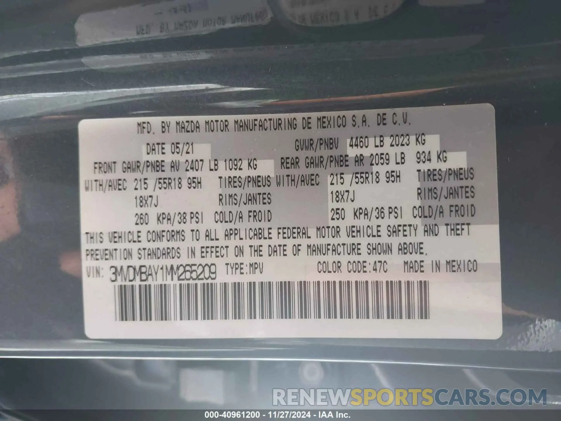 9 Photograph of a damaged car 3MVDMBAY1MM265209 MAZDA CX-30 2021