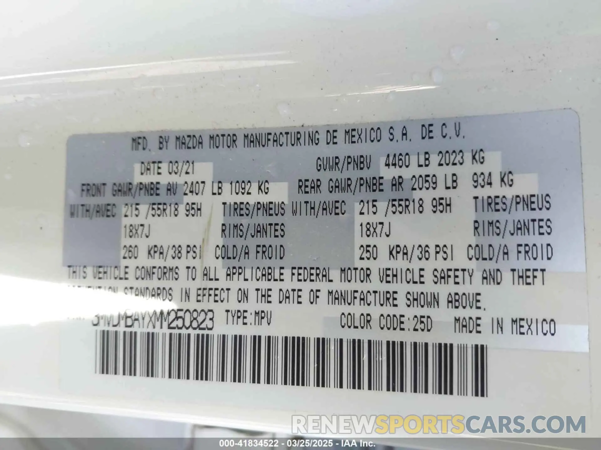9 Photograph of a damaged car 3MVDMBAYXMM250823 MAZDA CX-30 2021