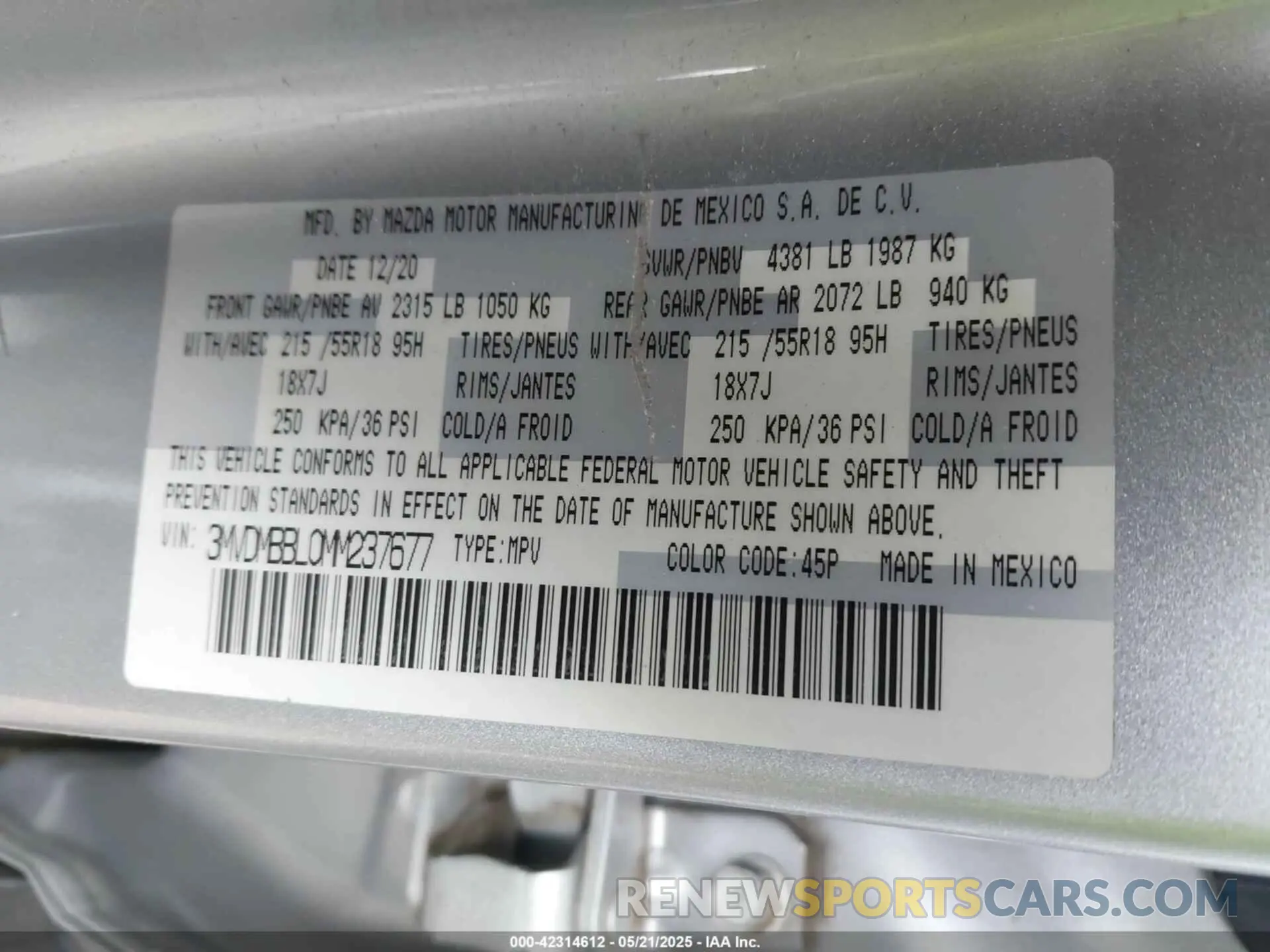 9 Photograph of a damaged car 3MVDMBBL0MM237677 MAZDA CX-30 2021