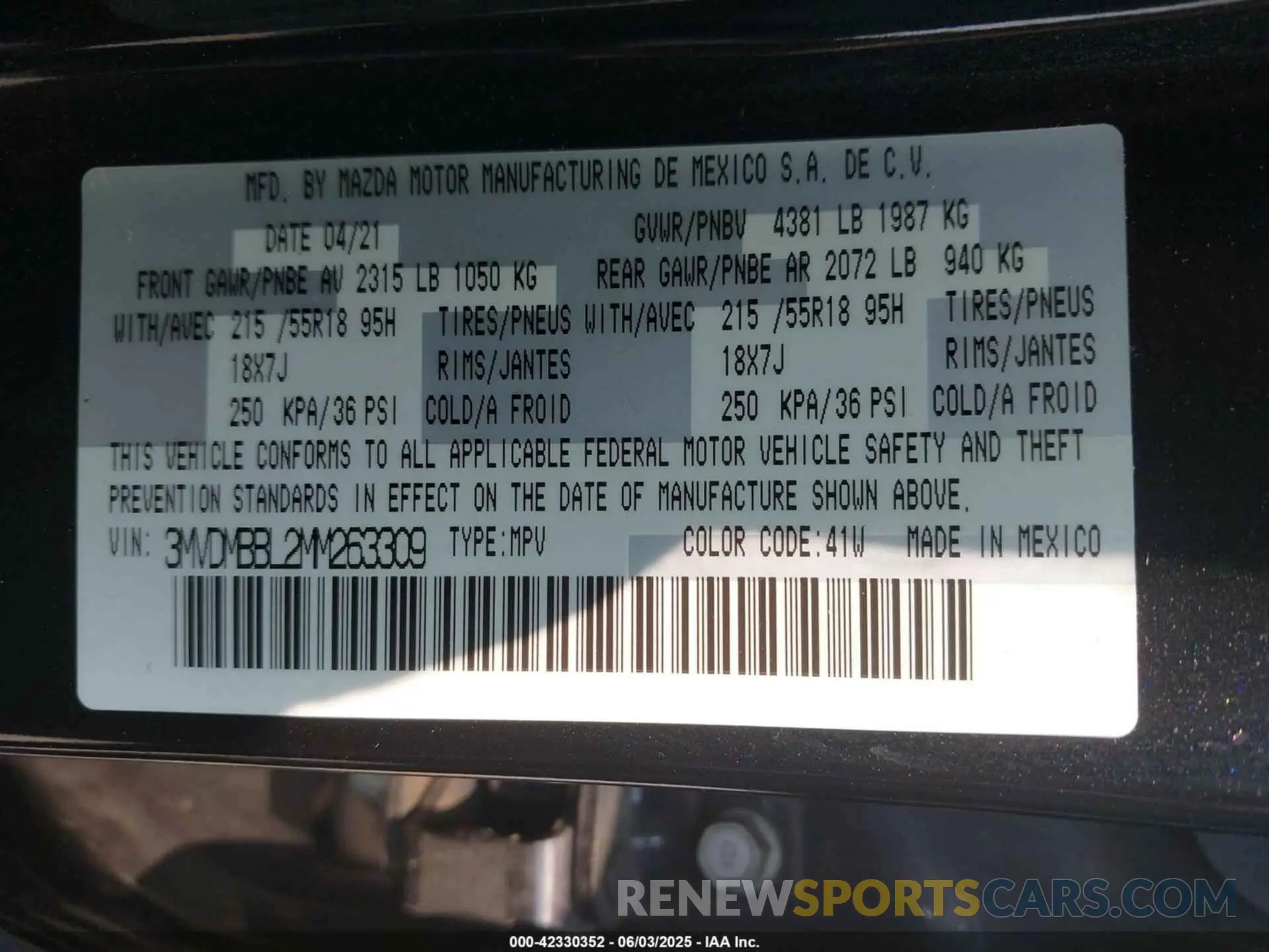 9 Photograph of a damaged car 3MVDMBBL2MM263309 MAZDA CX-30 2021