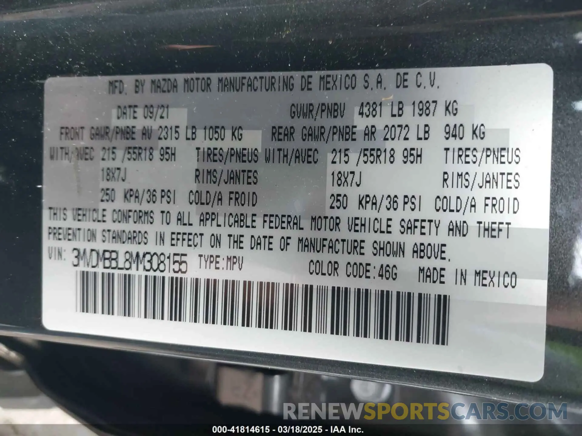 9 Photograph of a damaged car 3MVDMBBL8MM308155 MAZDA CX-30 2021