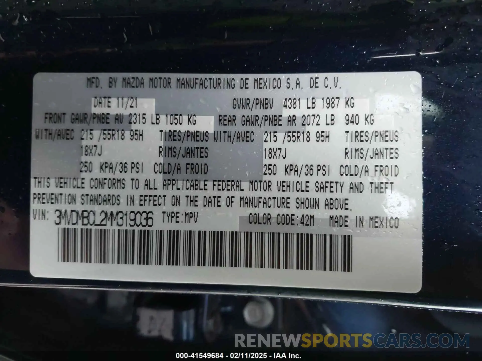 9 Photograph of a damaged car 3MVDMBCL2MM319036 MAZDA CX-30 2021