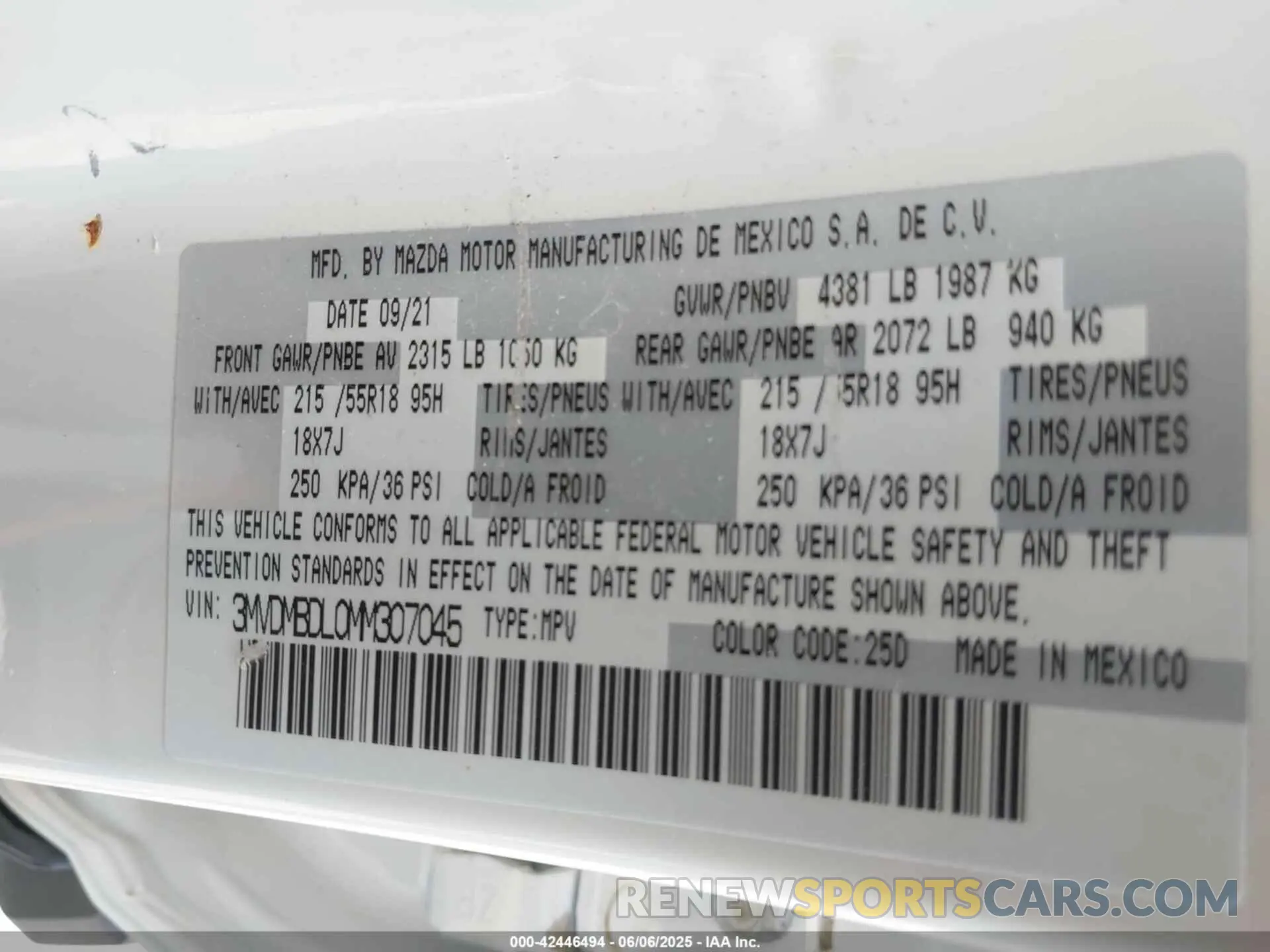 9 Photograph of a damaged car 3MVDMBDL0MM307045 MAZDA CX-30 2021