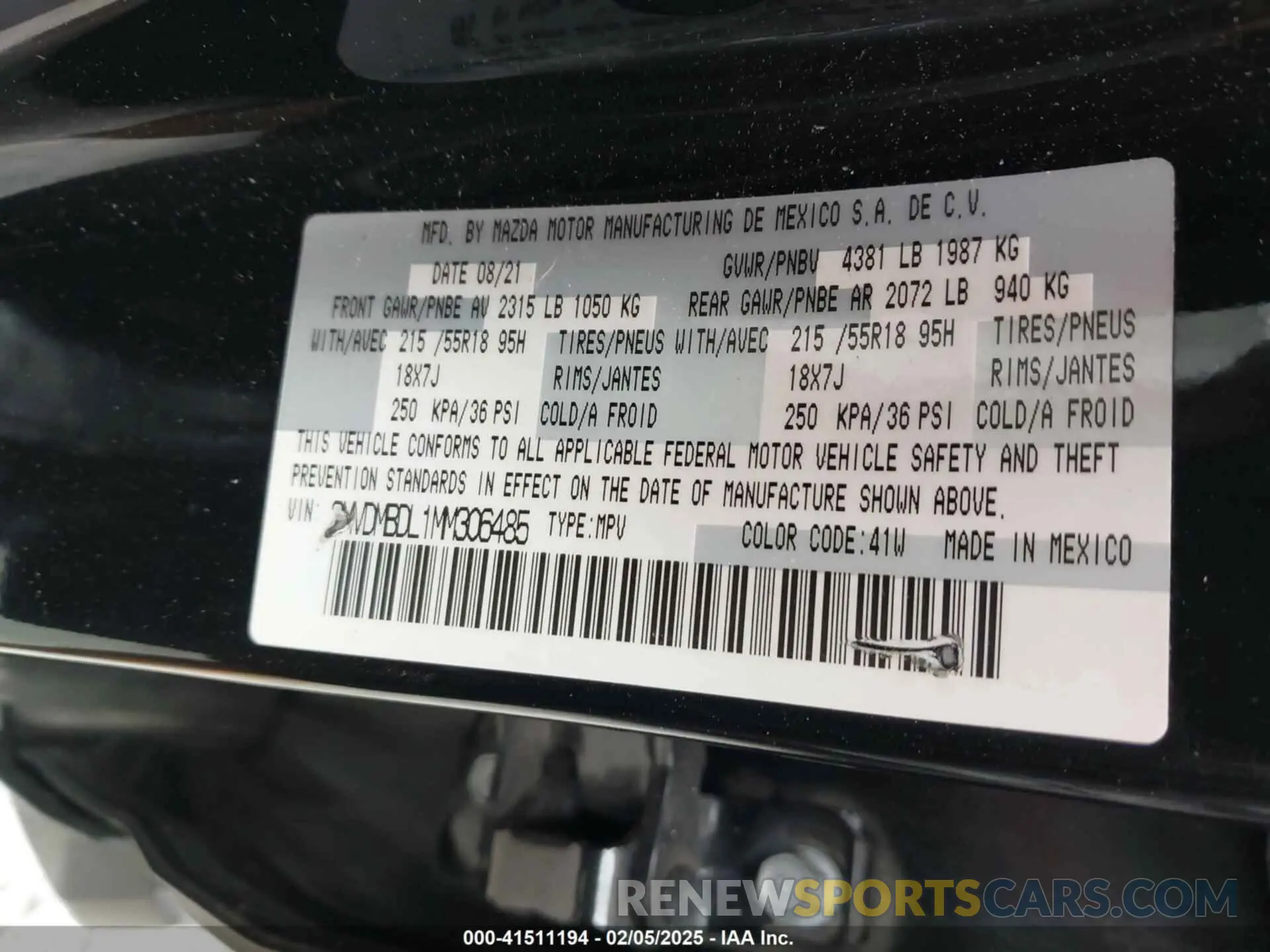 9 Photograph of a damaged car 3MVDMBDL1MM306485 MAZDA CX-30 2021