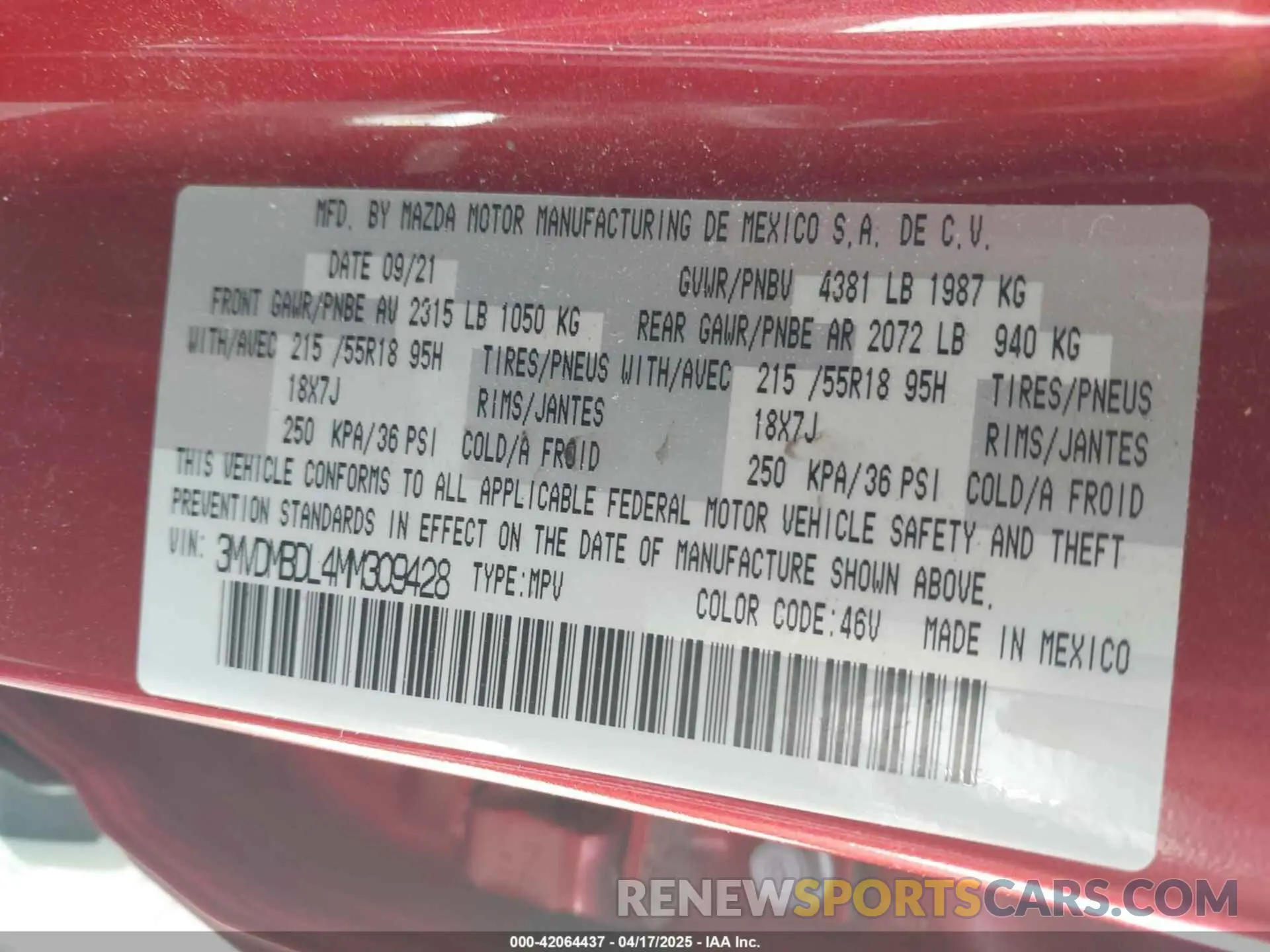 9 Photograph of a damaged car 3MVDMBDL4MM309428 MAZDA CX-30 2021