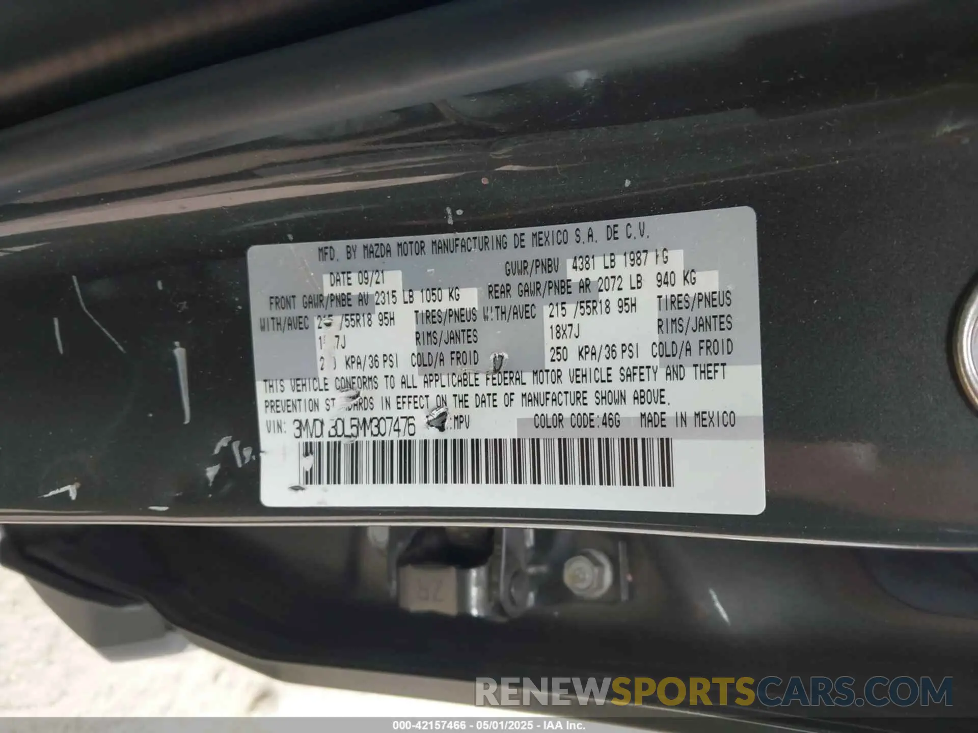 9 Photograph of a damaged car 3MVDMBDL5MM307476 MAZDA CX-30 2021