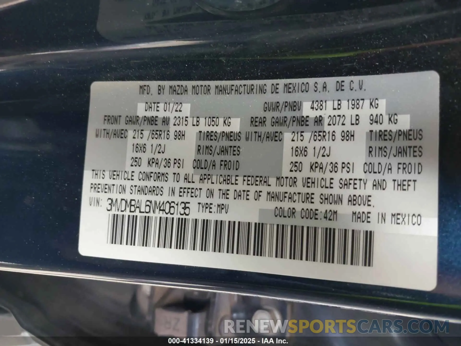 9 Photograph of a damaged car 3MVDMBAL6NM406135 MAZDA CX-30 2022