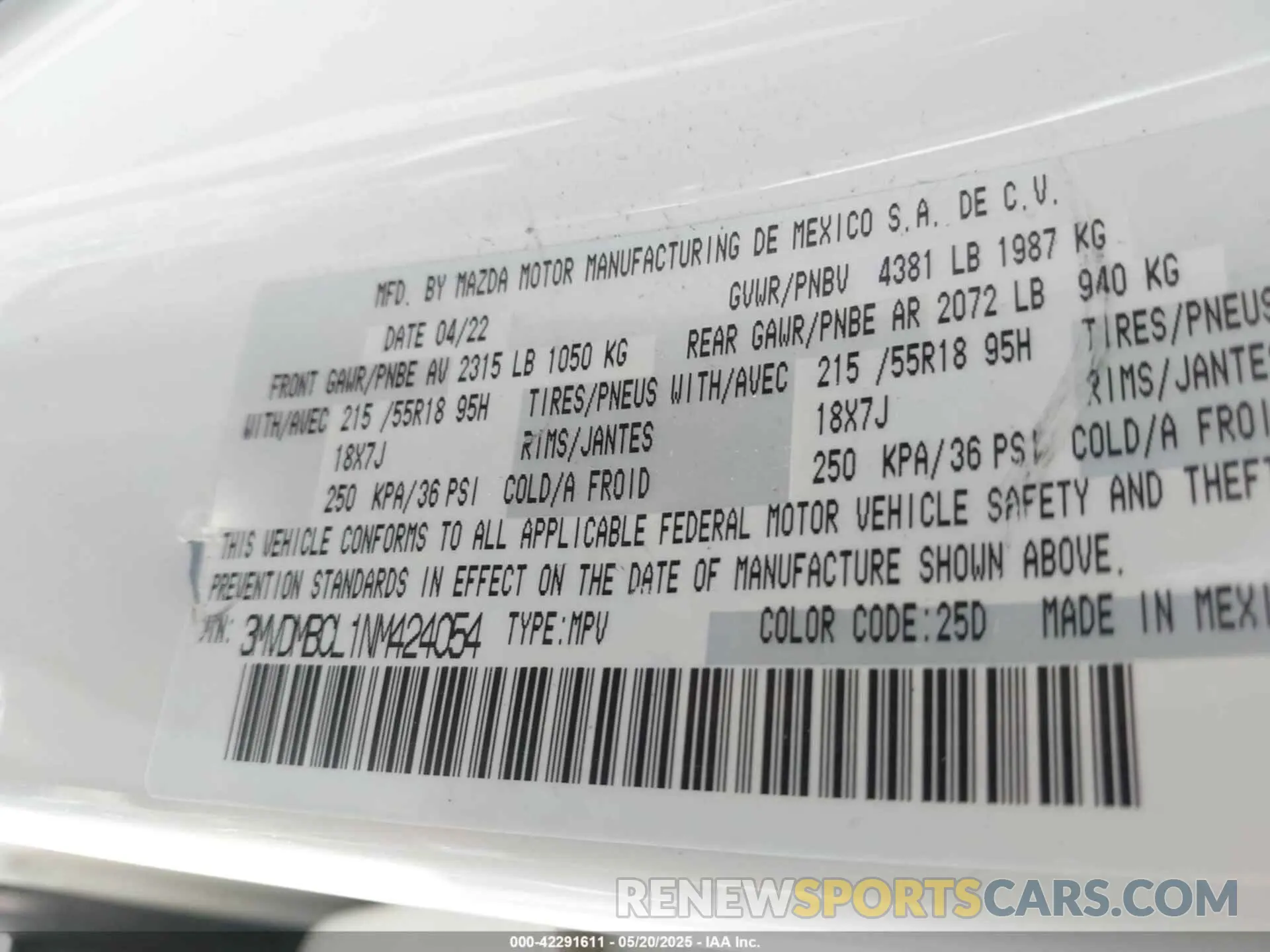 9 Photograph of a damaged car 3MVDMBCL1NM424054 MAZDA CX-30 2022