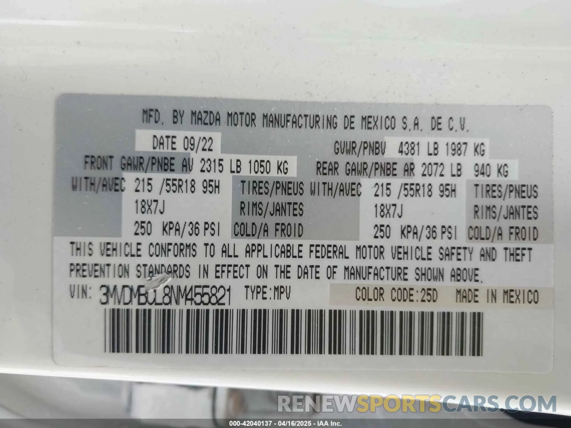 9 Photograph of a damaged car 3MVDMBCL8NM455821 MAZDA CX-30 2022