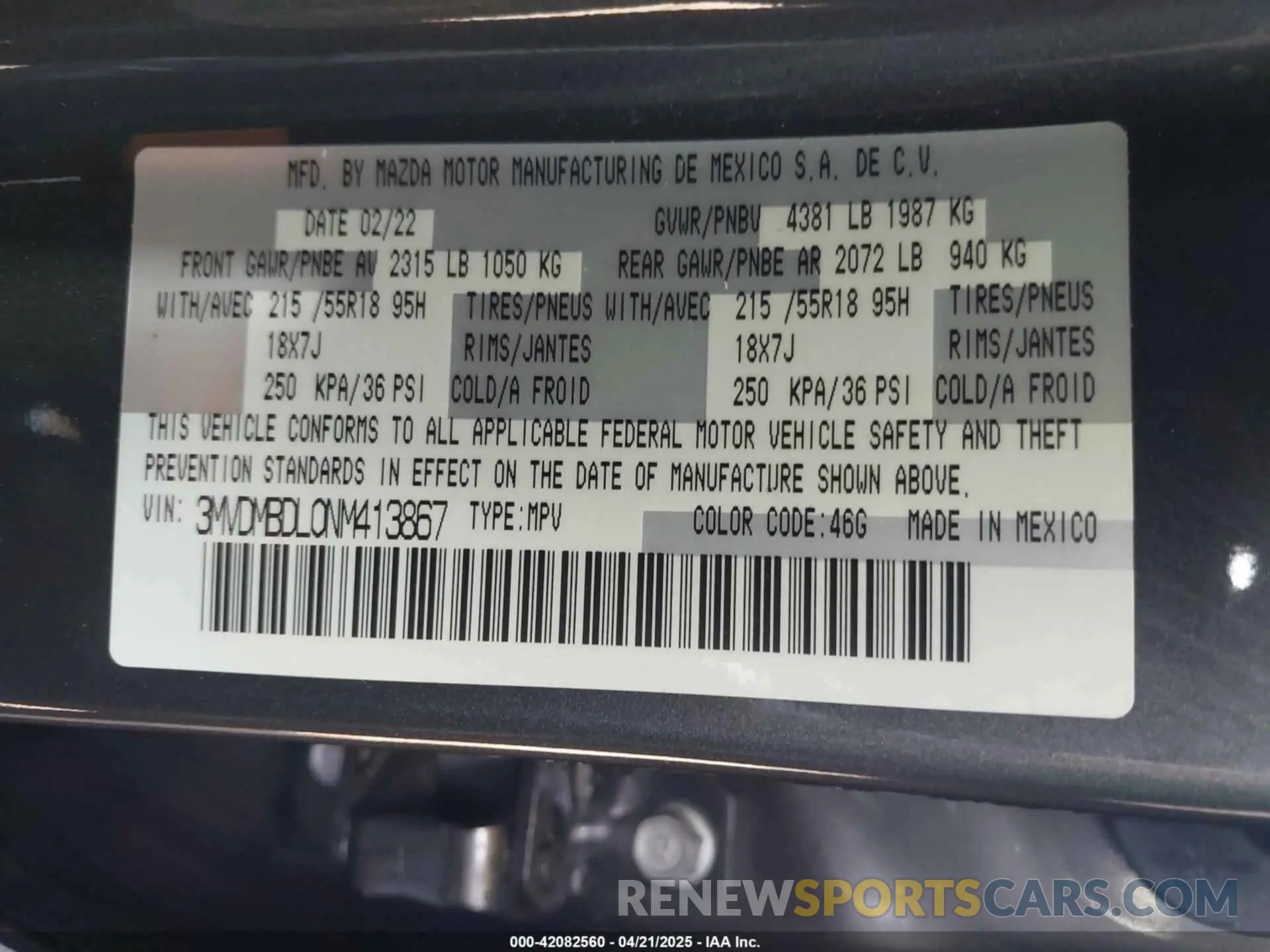 9 Photograph of a damaged car 3MVDMBDL0NM413867 MAZDA CX-30 2022