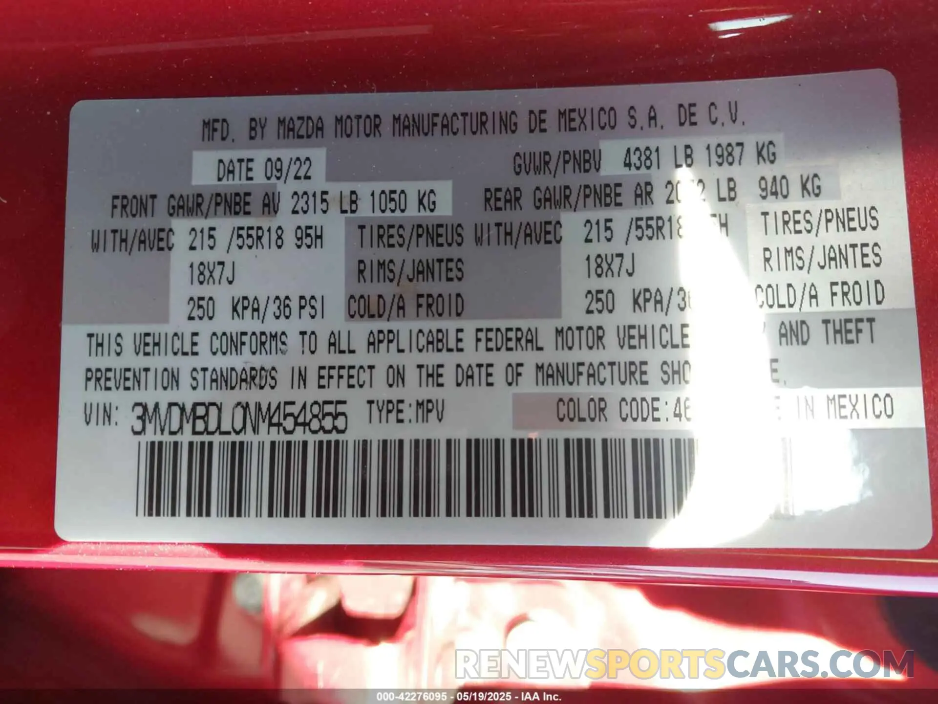 9 Photograph of a damaged car 3MVDMBDL0NM454855 MAZDA CX-30 2022