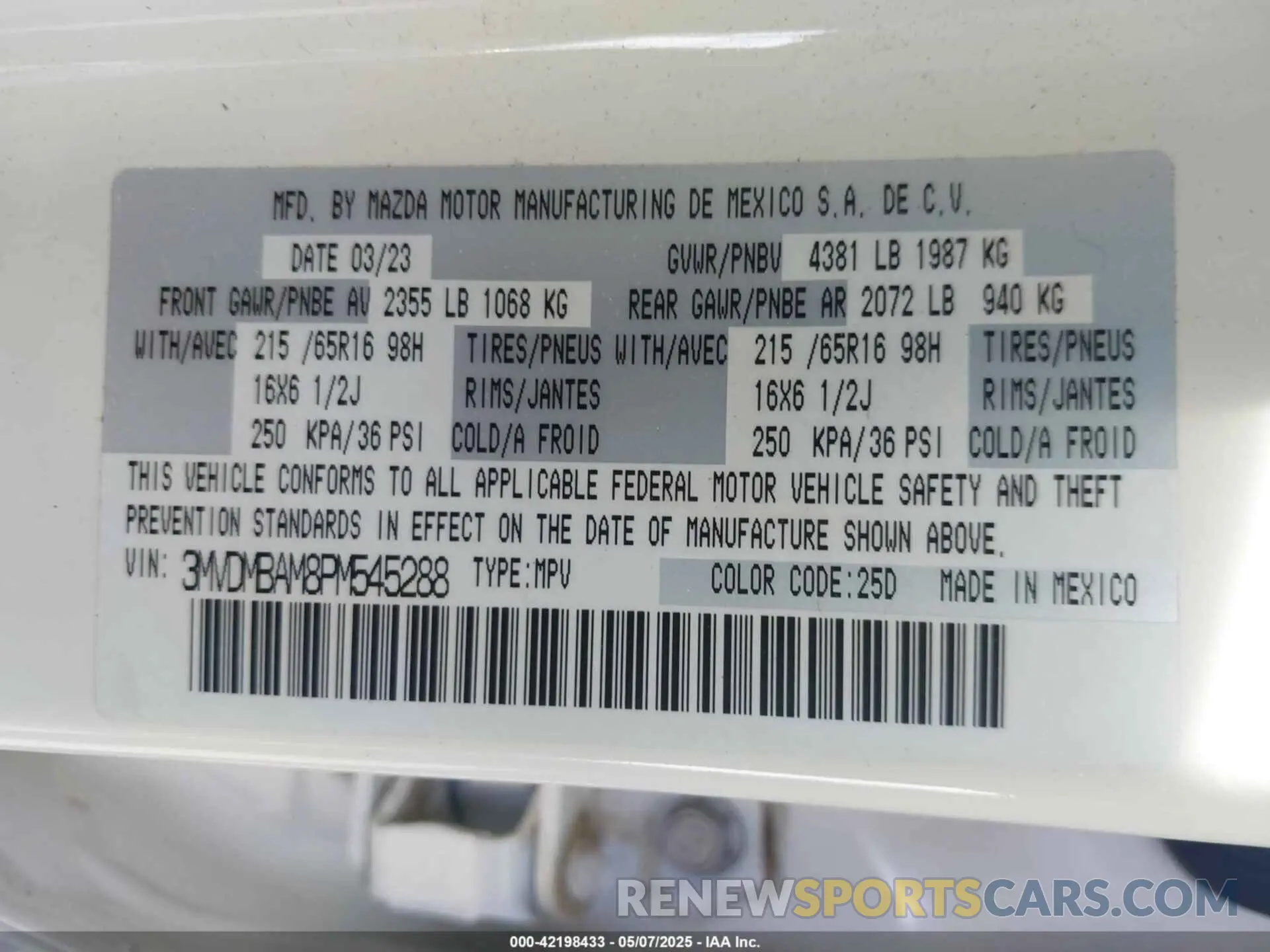 9 Photograph of a damaged car 3MVDMBAM8PM545288 MAZDA CX-30 2023