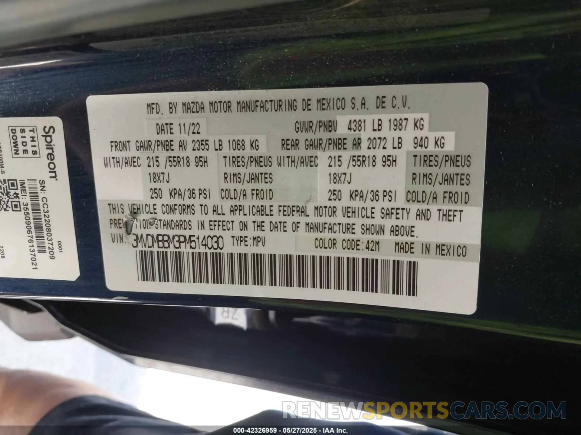 9 Photograph of a damaged car 3MVDMBBM3PM514030 MAZDA CX-30 2023