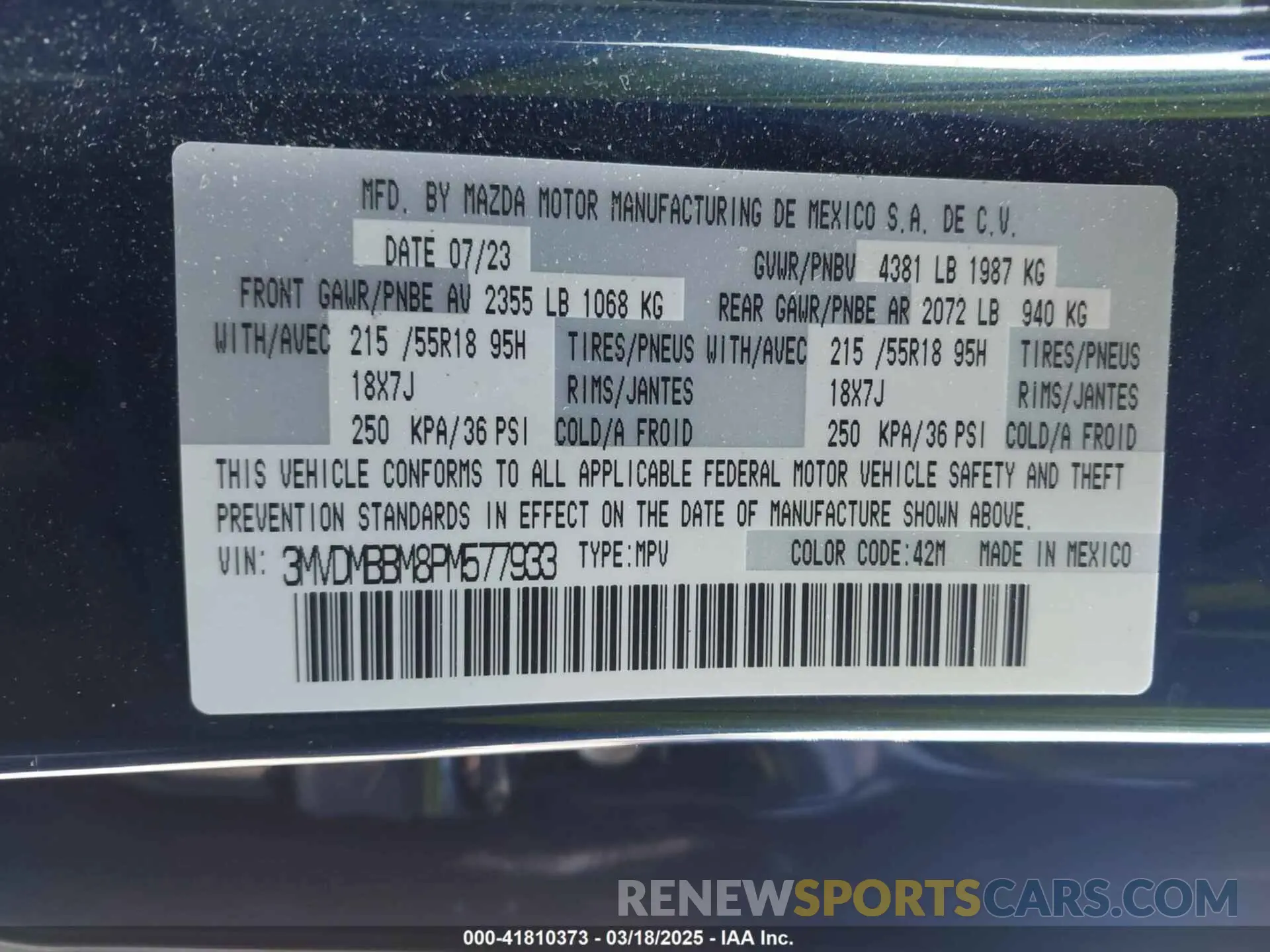 9 Photograph of a damaged car 3MVDMBBM8PM577933 MAZDA CX-30 2023